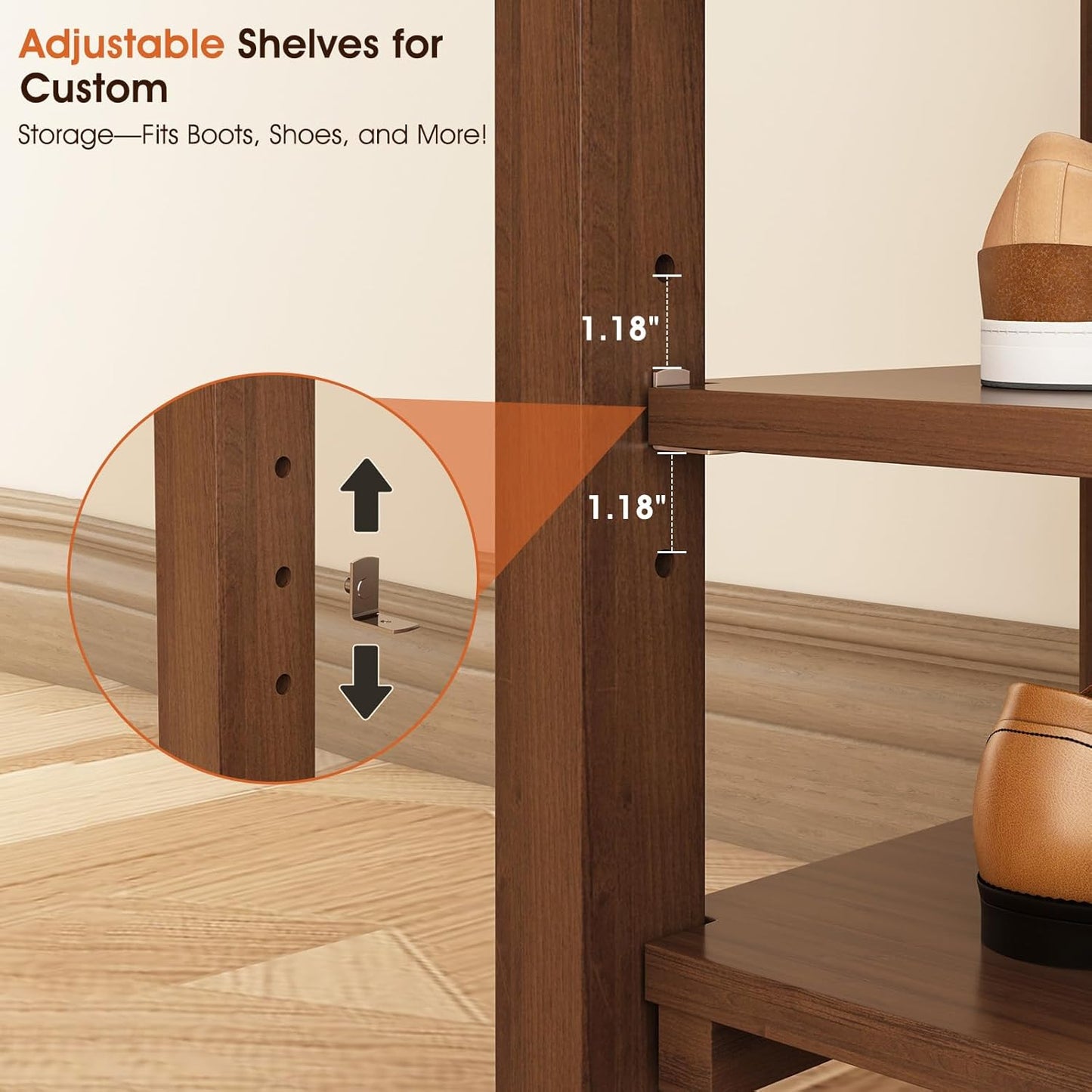 Shoe Rack for Front Door Entrance, Solid Wood Shoe Bench for Closet, Holds Up to 550lbs, Shoe Rack Bench for Entryway, Mudroom, Hallway