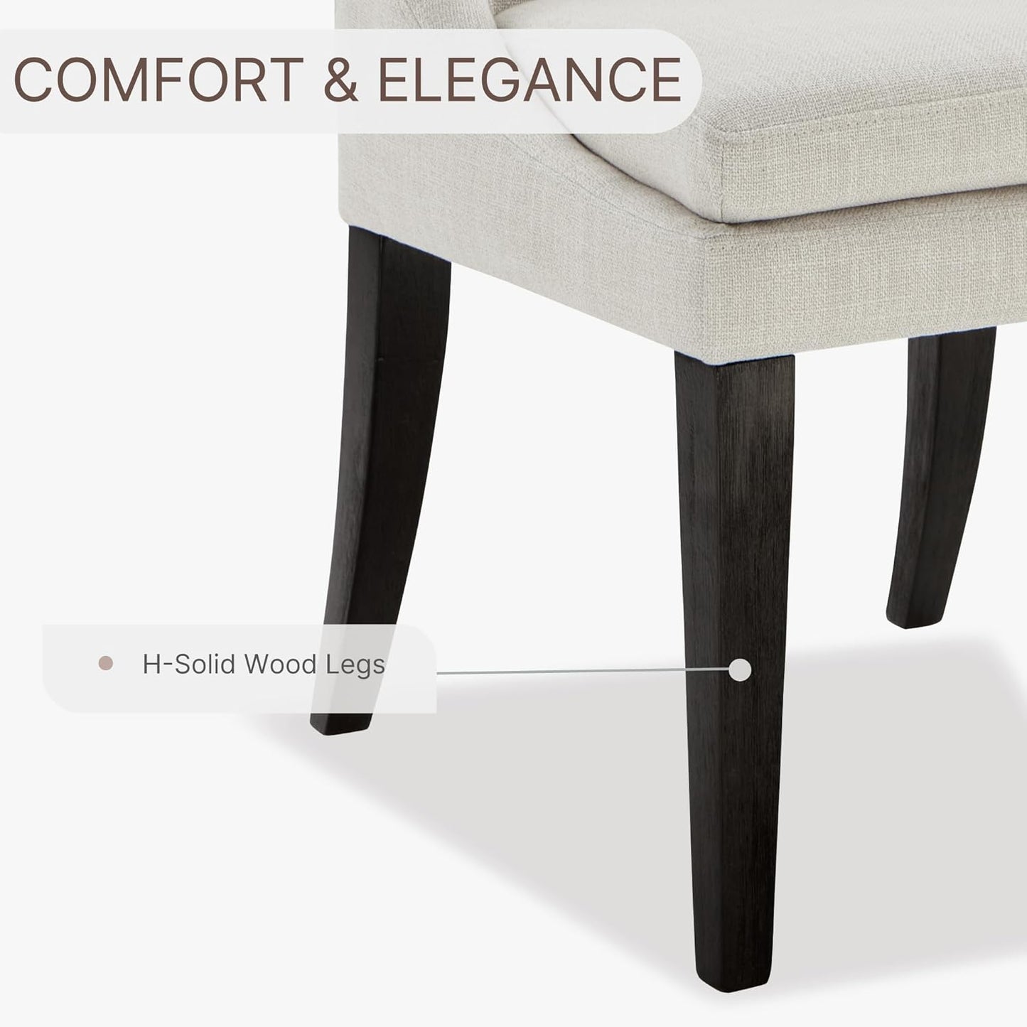 Upholstered Dining Chairs Modern Sidechair Performance Fabric High Back Armlesschair for Diningroom Kitchen,Cream,Set of 2(1 Box)