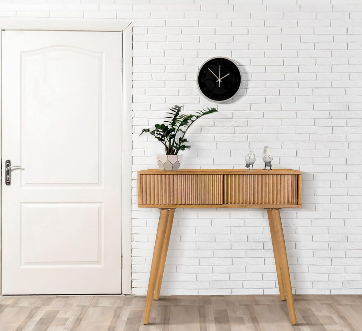 Console Table, Small Console Tables for Entryway，31" Vanity Desk Fluted Dresser Side Table, Brown Entry Table Narrow Console Table Modern Hallway Table Modern Sofa Table for Living Room(Brown)