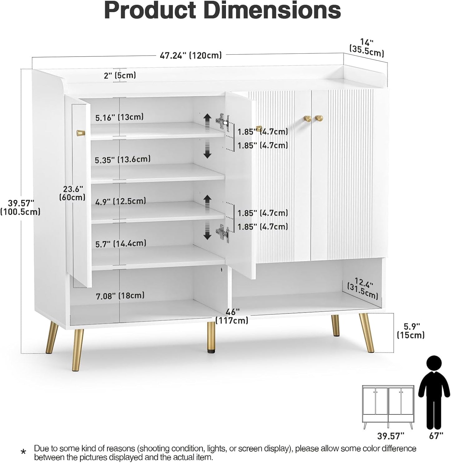Giluta Buffet Sideboard Cabinet with Adjustable Shelf,Modern Buffet Storage Cabinets 4 Doors, Living Room Console Table for Kitchen Dining Room(White)