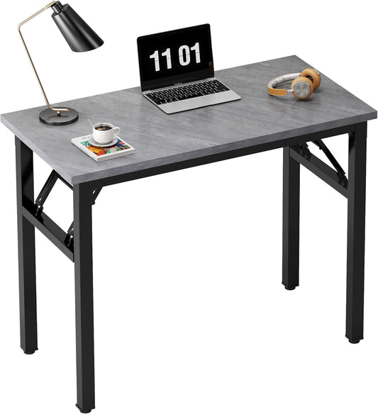 Need Folding Computer Desk - 31.5 Inch Foldable Office Writing Work Study Kids Student Teacher Home Bedroom Table for Small Space, Grey