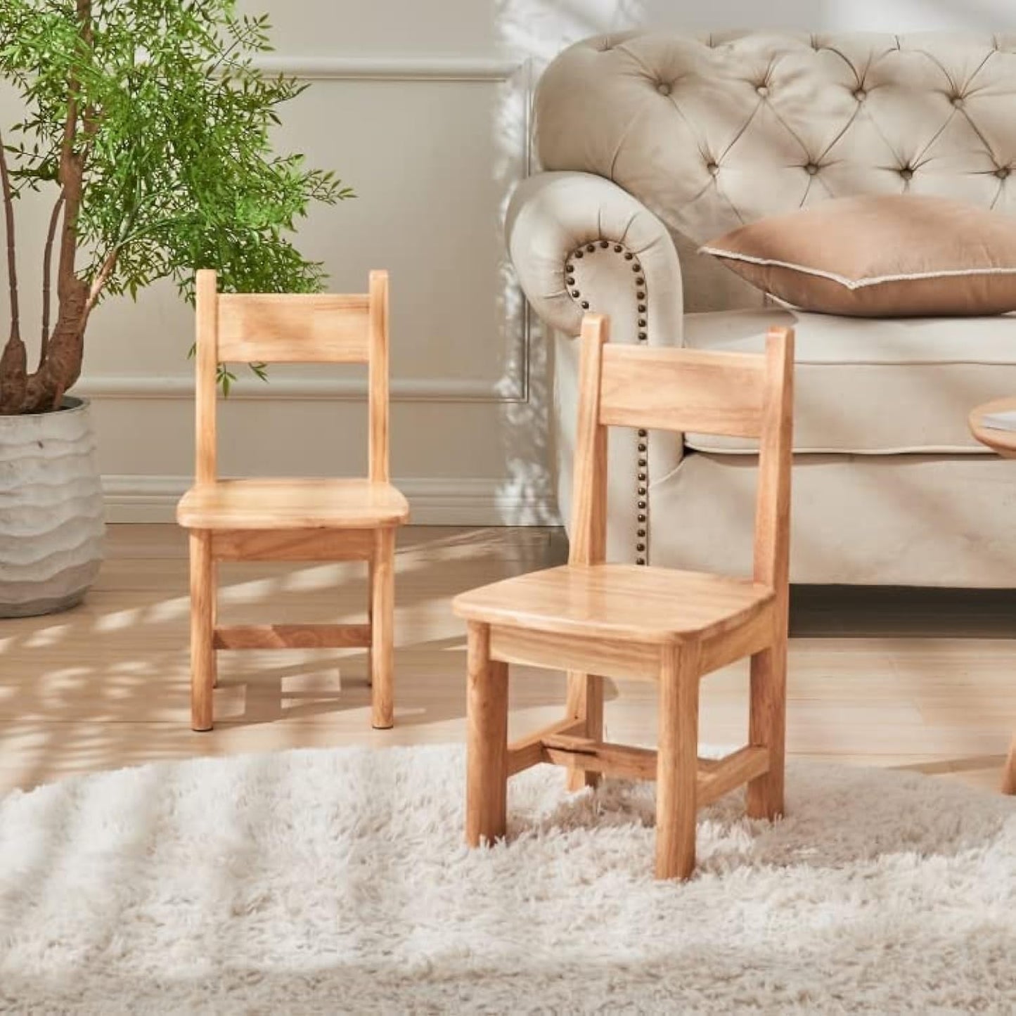 Pure Wood Solid Wood Children Chair for Kids, Kindergarten and Kids' Home Furniture-Natural(2 Same Chairs)