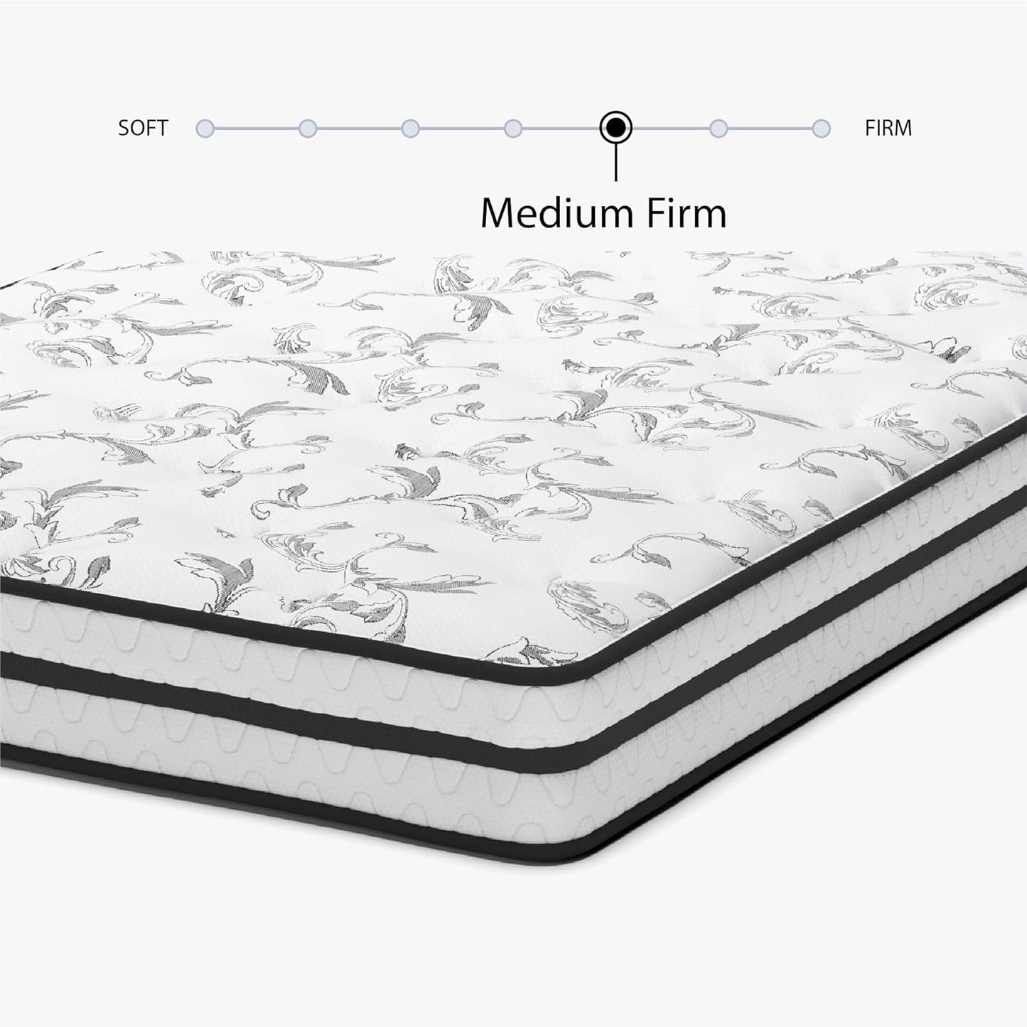 Signature Design by Ashley Full Size Chime 8 Inch Medium Firm Innerspring Mattress with Pressure Relief Quilt Foam, Fiberglass Free, Mattress In A Box