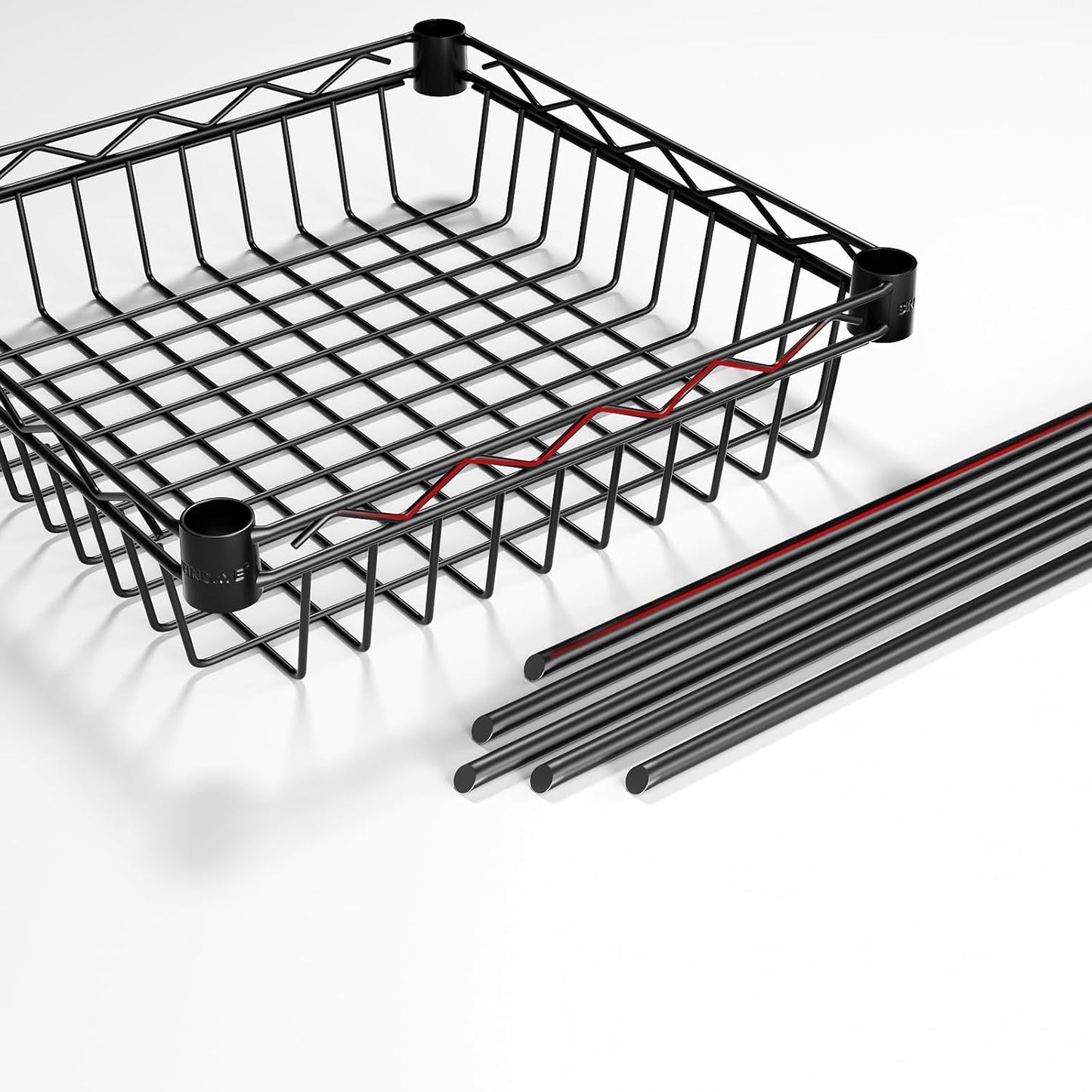 SINGAYE 6 Tier Shelf Wire Rack Shelving with Wheels Metal Storage Shelves Adjustable Closet Bathroom Organizers Baskets Pantry Kitchen Garage Laundry Room 13.5" D x 13.5" W x 63" H Black