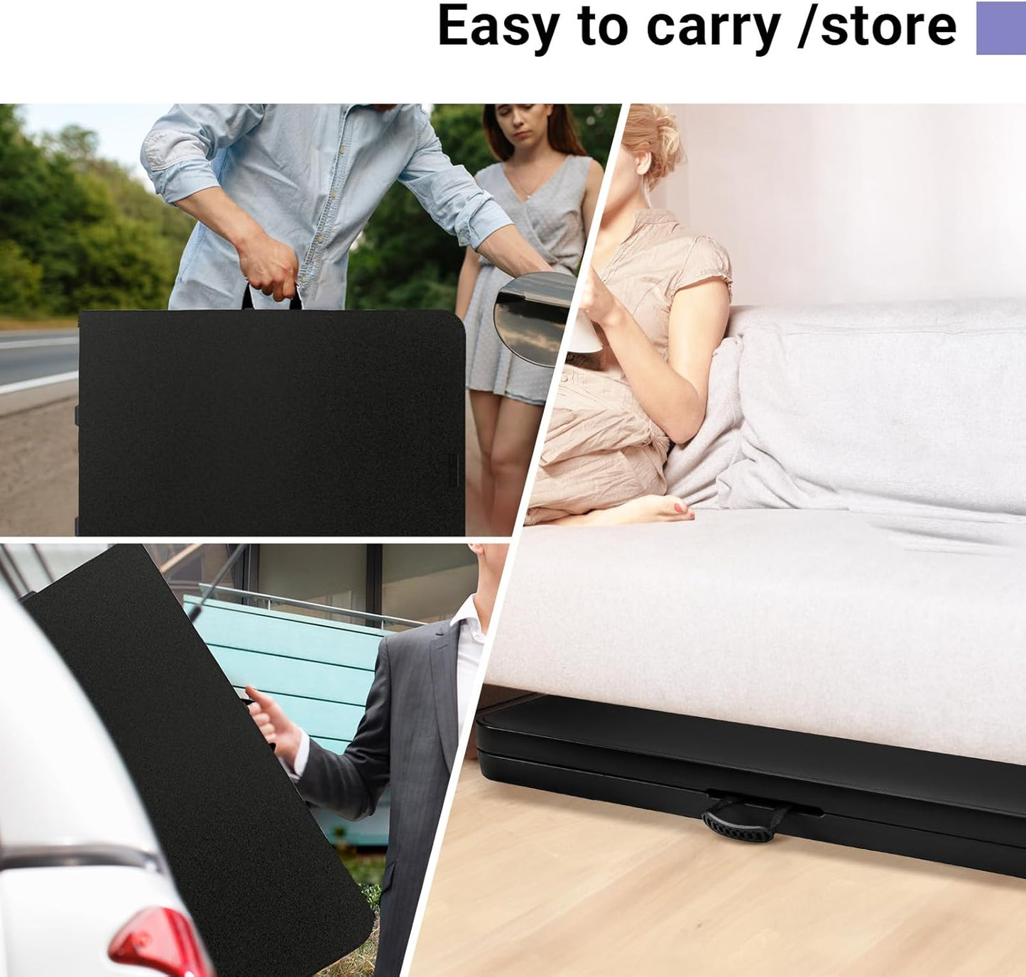 Folding Table 6ft Portable Heavy Duty Plastic Fold-in-Half 6 Foot Foldable Table Utility Dining Indoor Outdoor for Camping Picnic and Party, Black