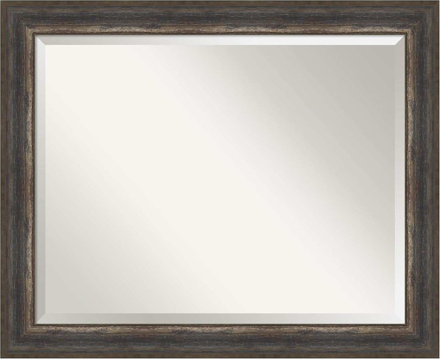 Amanti Art Brown Wall Mirror 27x33 Alta Rustic Char Rectangle Bathroom Mirror for Wall Decor Living Room, Large Rustic Farmhouse Frame, Hangs Horizonally and Vertically, Bathroom Decor, Beveled Edge