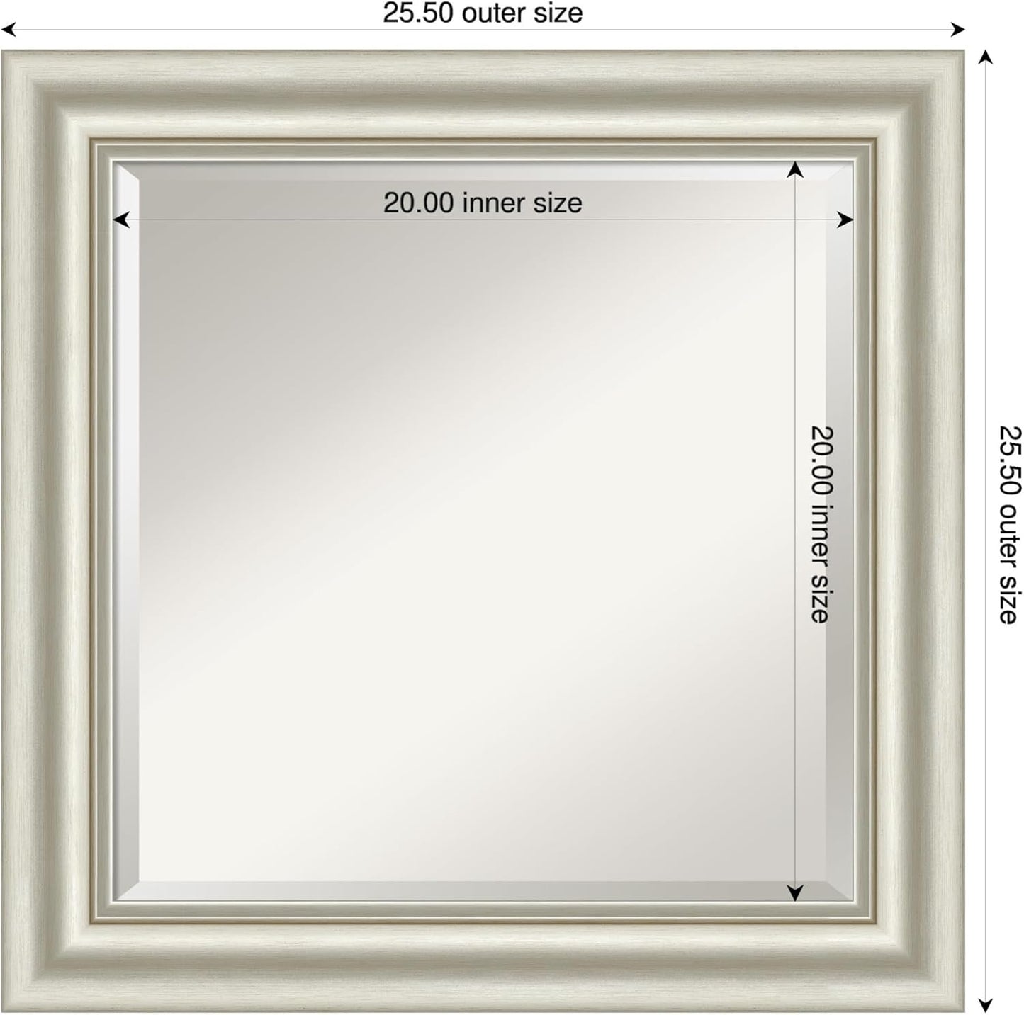 Amanti Art Bathroom Mirror for Over Sink, 26x26 Sophia Silver Square Vanity Mirror, Medium Traditional Frame, Hangs Horizonally and Vertically, Bathroom Wall Decor, Beveled Edge