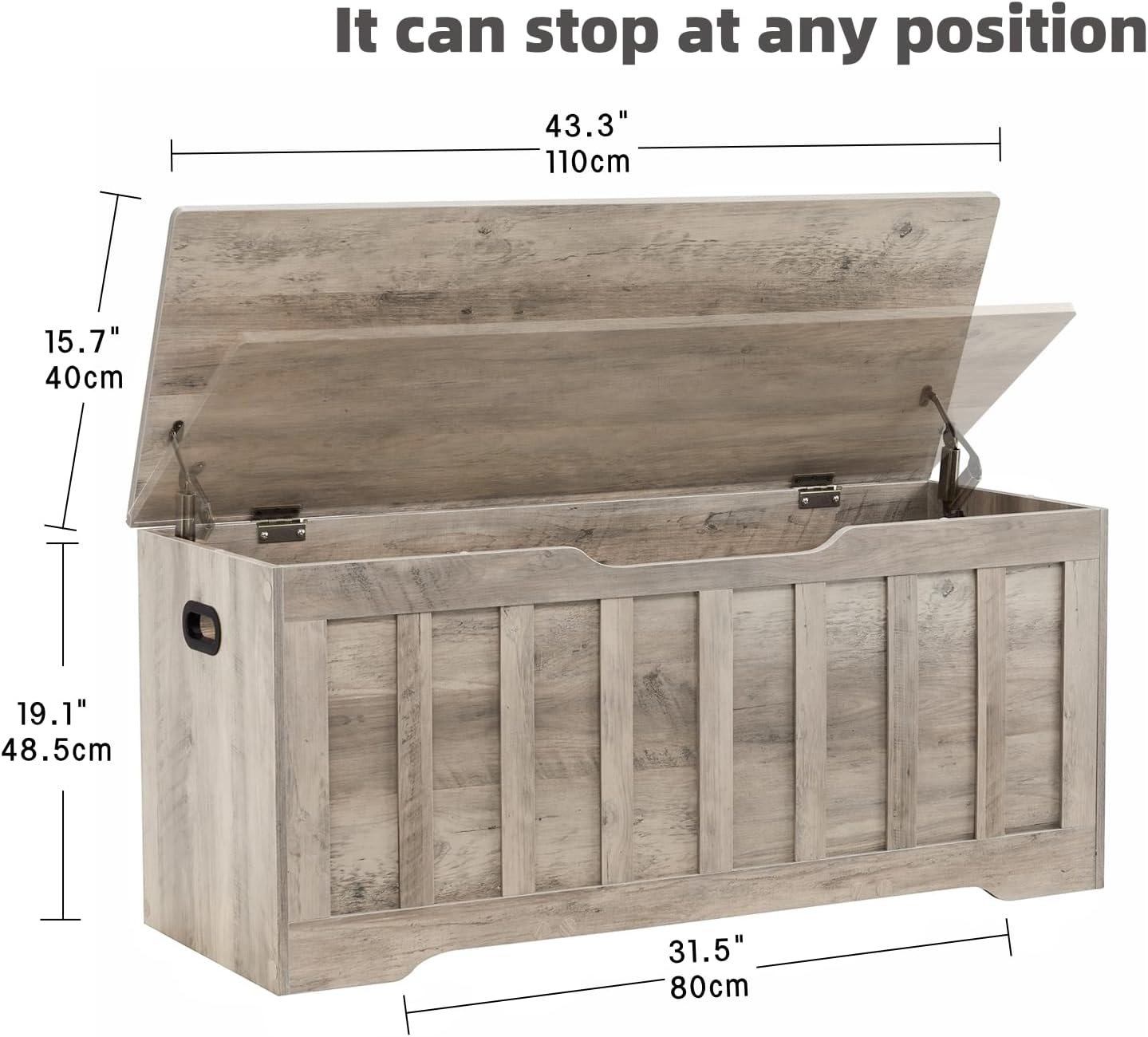 43.3" Storage Chest Extra Large,Storage Trunk with 2 Safety Hinges,Wooden Storage Bench,Shoe Bench,43.3x15.7x19.1 Inch,Easy Assembly,Storage Bench for Bedroom,Living Room,entryway(Greige).