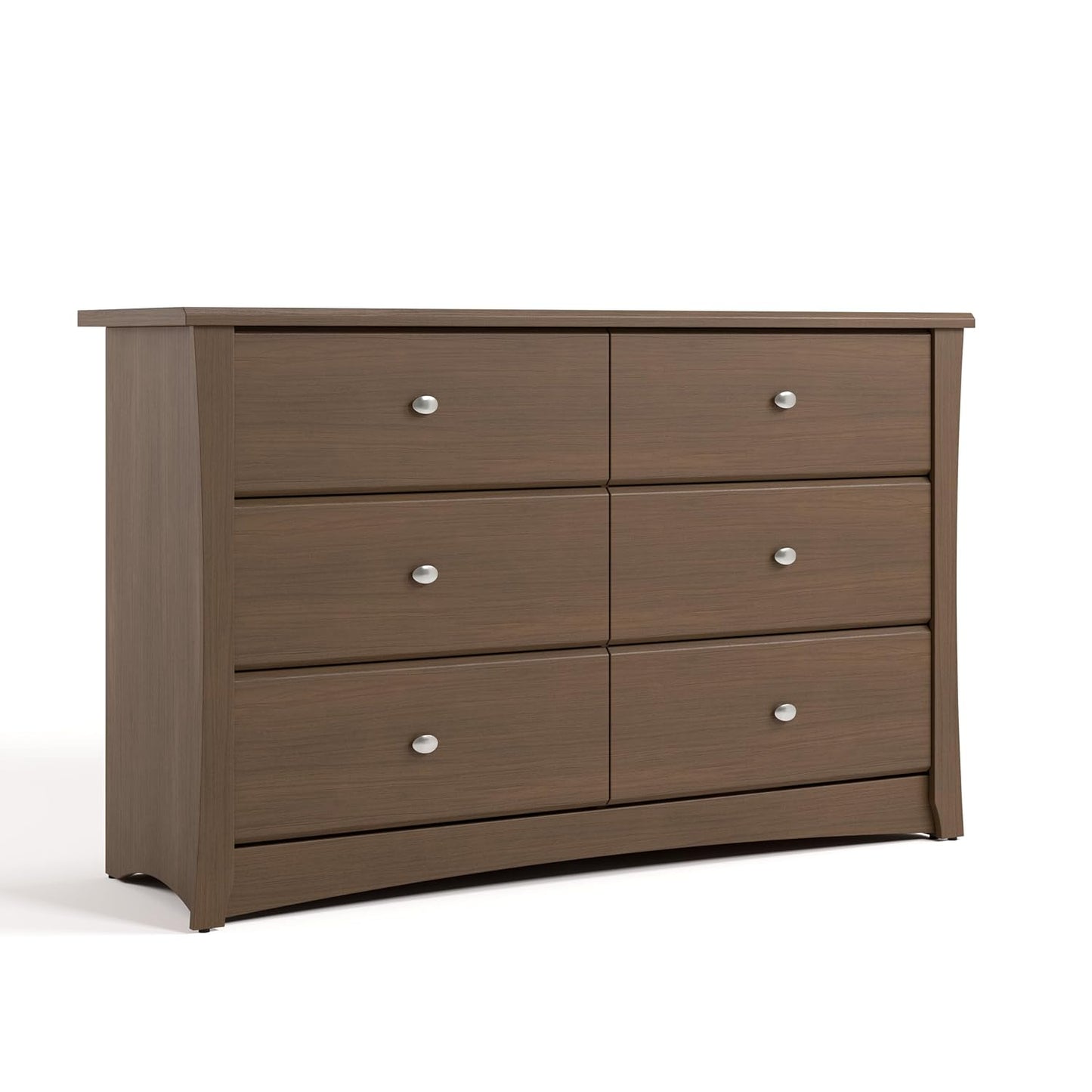 Storkcraft Crescent 6 Drawer Double Dresser (Hazelnut) – GREENGUARD Gold Certified, Nursery Dresser for Kids Bedroom
