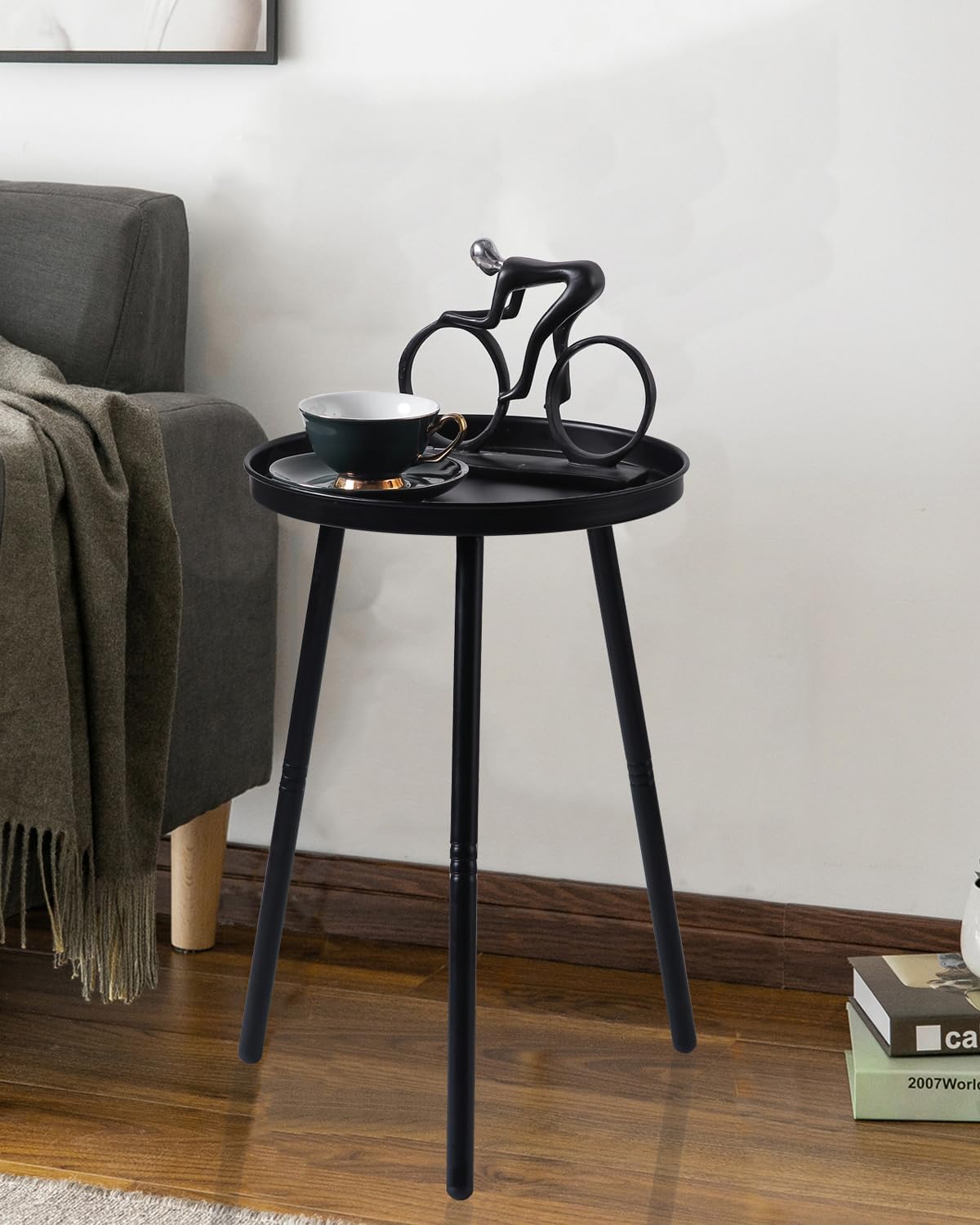 AOJEZOR Side Table: End Table for Any Room - Small Side Tables for Small Spaces All Matte Black with 3 Legged