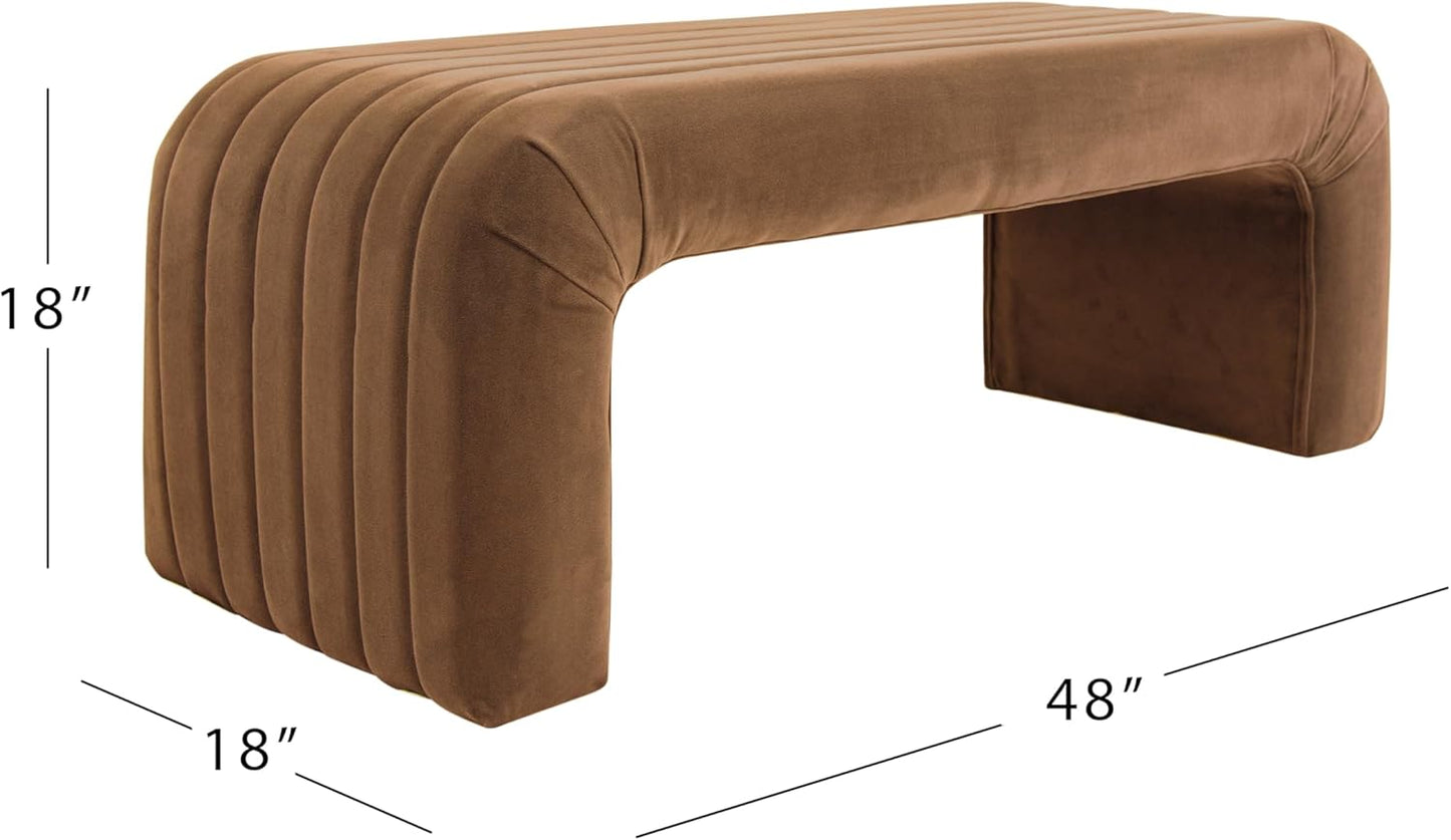 HomePop Arch Channel Bench|Bench for Living Room & Bedroom | Decorative Home Furniture - Rust Orange Velvet