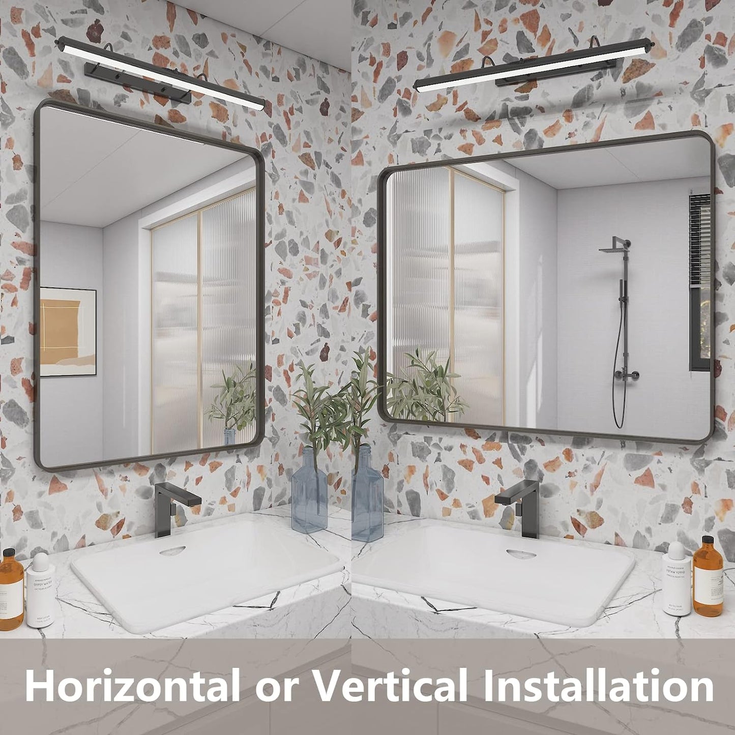 16x24 Bronze Bathroom Mirror, Rounded Rectangle Bronze Frame Mirror, Brushed Bronze Bathroom Vanity Mirror Wall-Mounted, Anti-Rust, Hangs Horizontally or Vertically