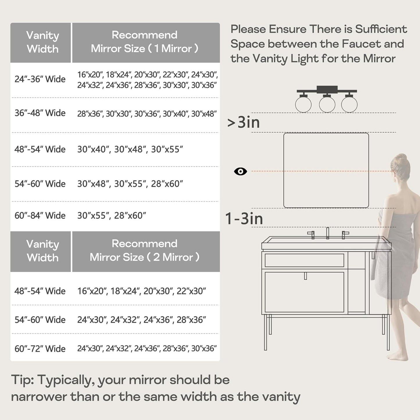 Wall Mount Mirror for Bathroom, Brush Silver Metal Framed Rounded Corner Square Rectangular Vanity Mirror (30" x 30", Silver)