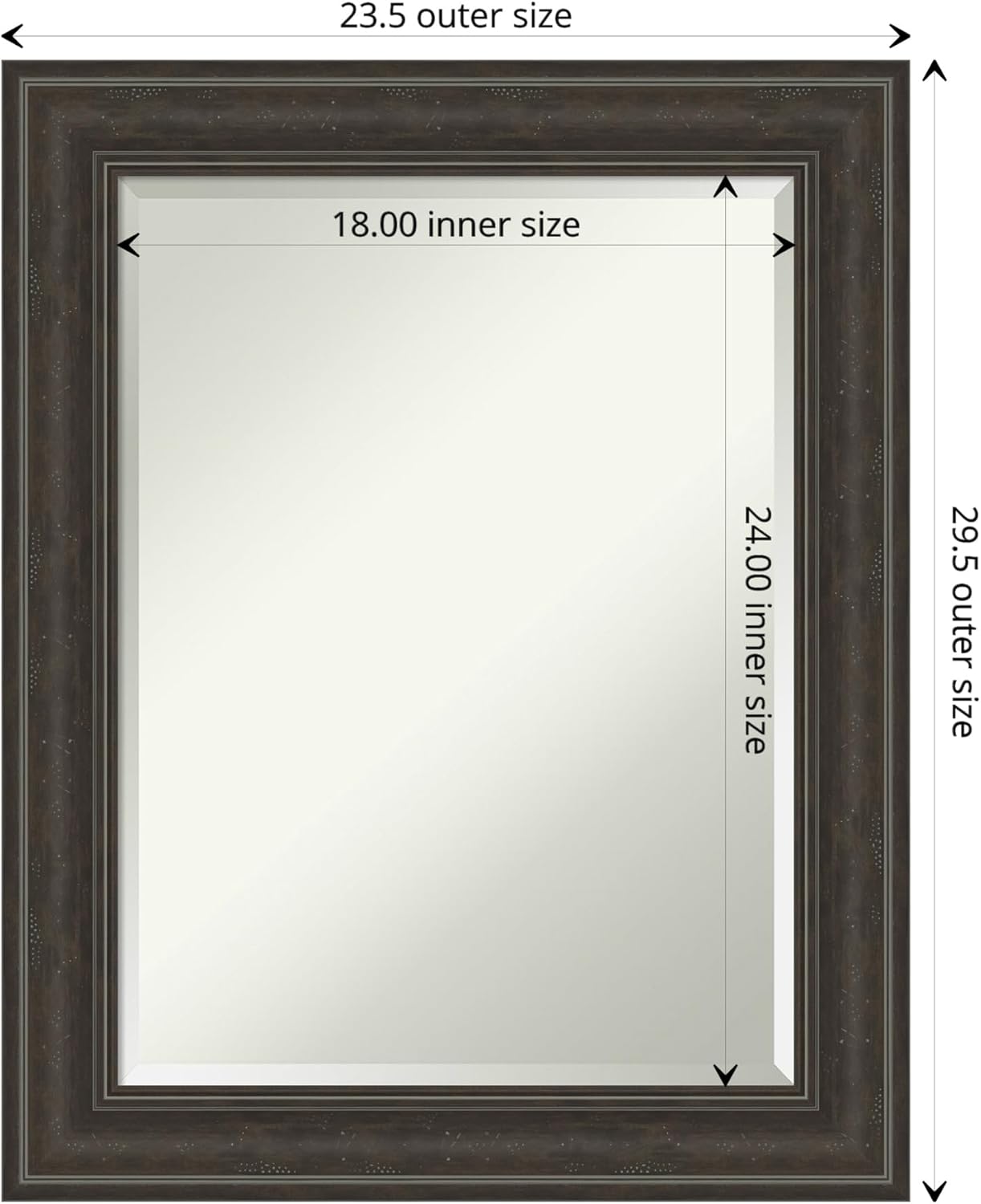 Amanti Art Brown Bathroom Mirror for Over Sink, 30x24 Shipwreck Greywash Rectangle Vanity Mirror, Medium Traditional Frame, Hangs Horizonally and Vertically, Bathroom Wall Decor, Beveled Edge