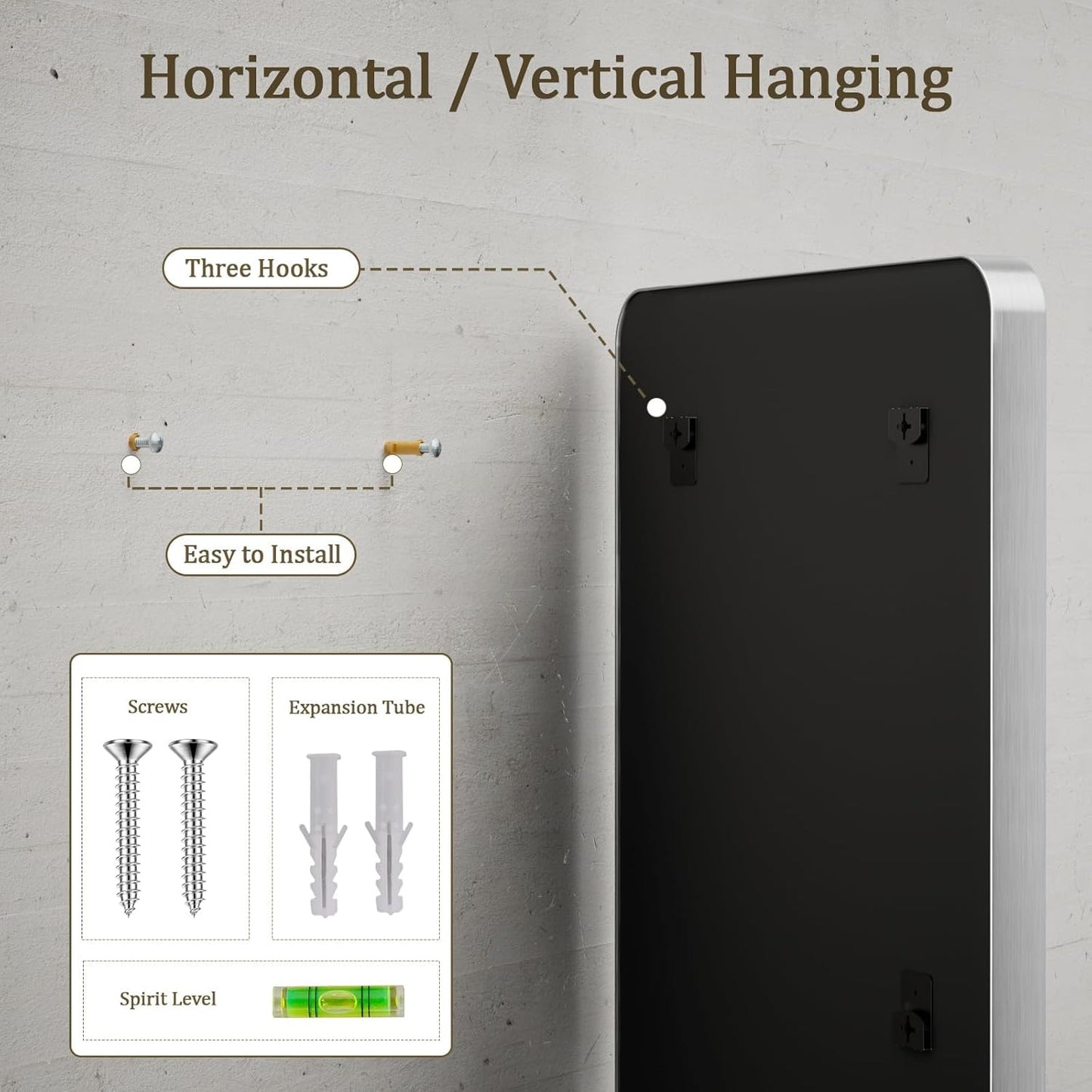 Large Bathroom Mirror 30x56 inch, Gorgeous Deep Frame Wall Vanity Mirror for Over Sink with Shatterproof Tempered Glass, Hanging Horizontal or Vertical, Silver