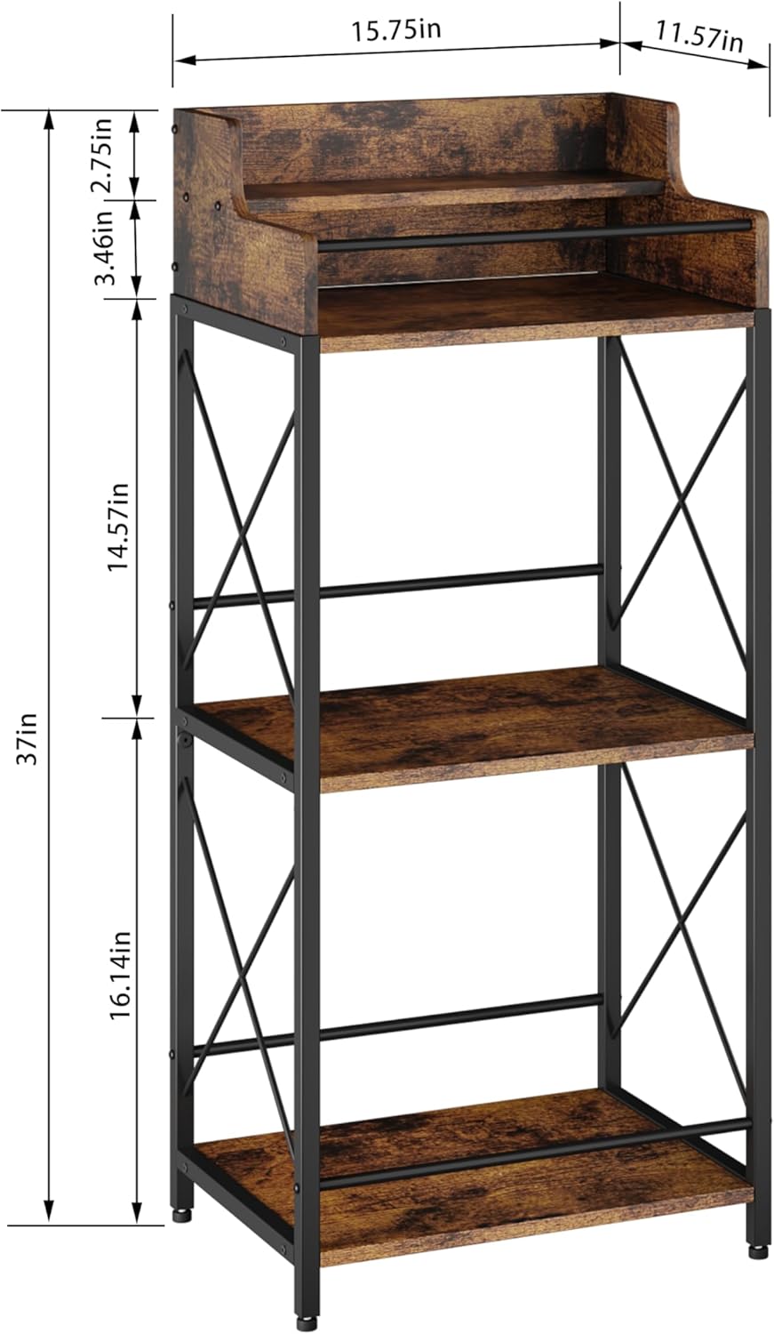 KLM Liquor Bottle Display Shelf, Coffee Syrup Rack Organizer, 3 Step Countertop Wine Rack, Mini Bar, Retro Bar Shelf Stand for Whiskey, Spirits