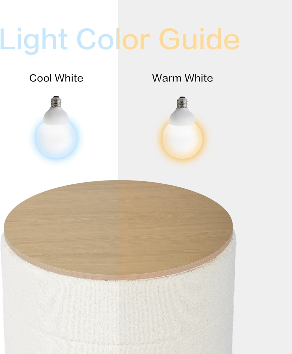 HomePop Channel Storage Ottoman with Wood Top - Cream Boucle