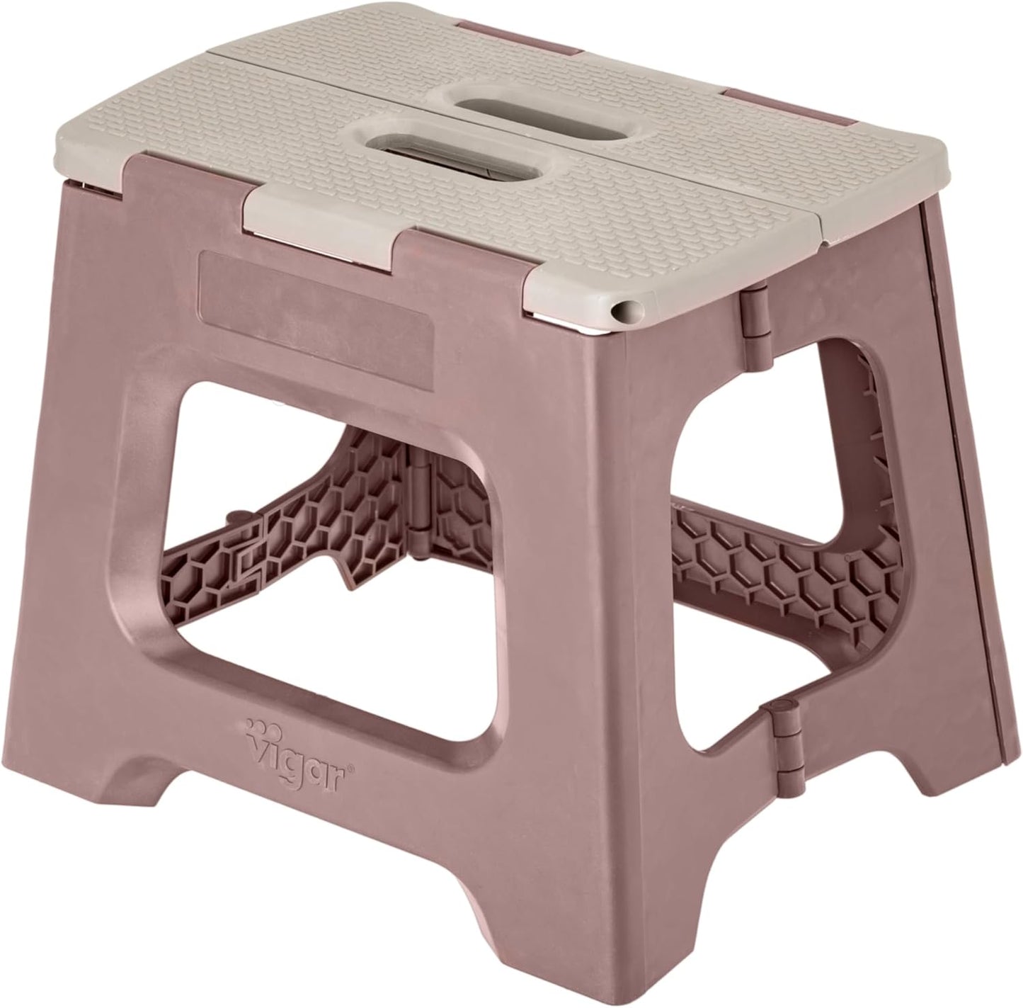 Vigar Compact Step Stool Foldable, 10-1/2-inch Step Stools for Adults up to 330 Pound, Lightweight Stool, Non-Slip Folding Step Stool, Raisin in the Sun﻿