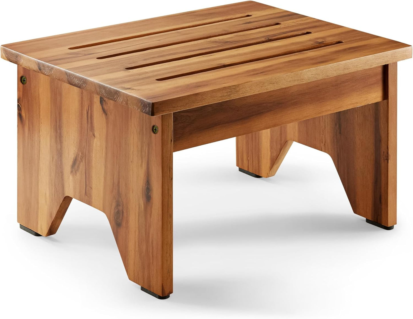 Holana 9" Acacia Wood One Step Stool for Adults - 300 Lbs Wooden Step Stools Heavy Duty for High Bed Riser, Bathroom, Bedroom - Small Stepping Stool for Elderly, Seniors, Kids, Handicap Use Indoor