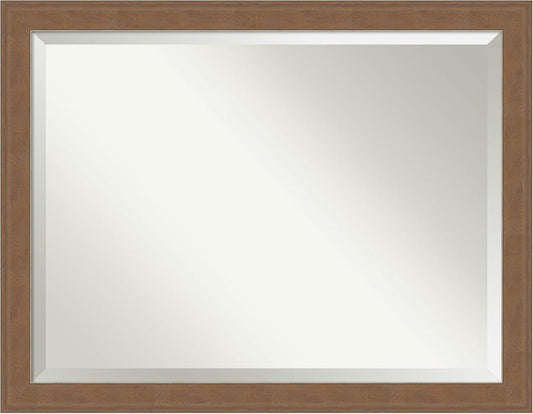 Amanti Art Brown Wall Mirror 35x45 Alta Medium Brown Rectangle Bathroom Mirror for Wall Decor Living Room, X-Large Rustic Farmhouse Frame, Hangs Horizonally and Vertically, Bathroom Decor, Beveled
