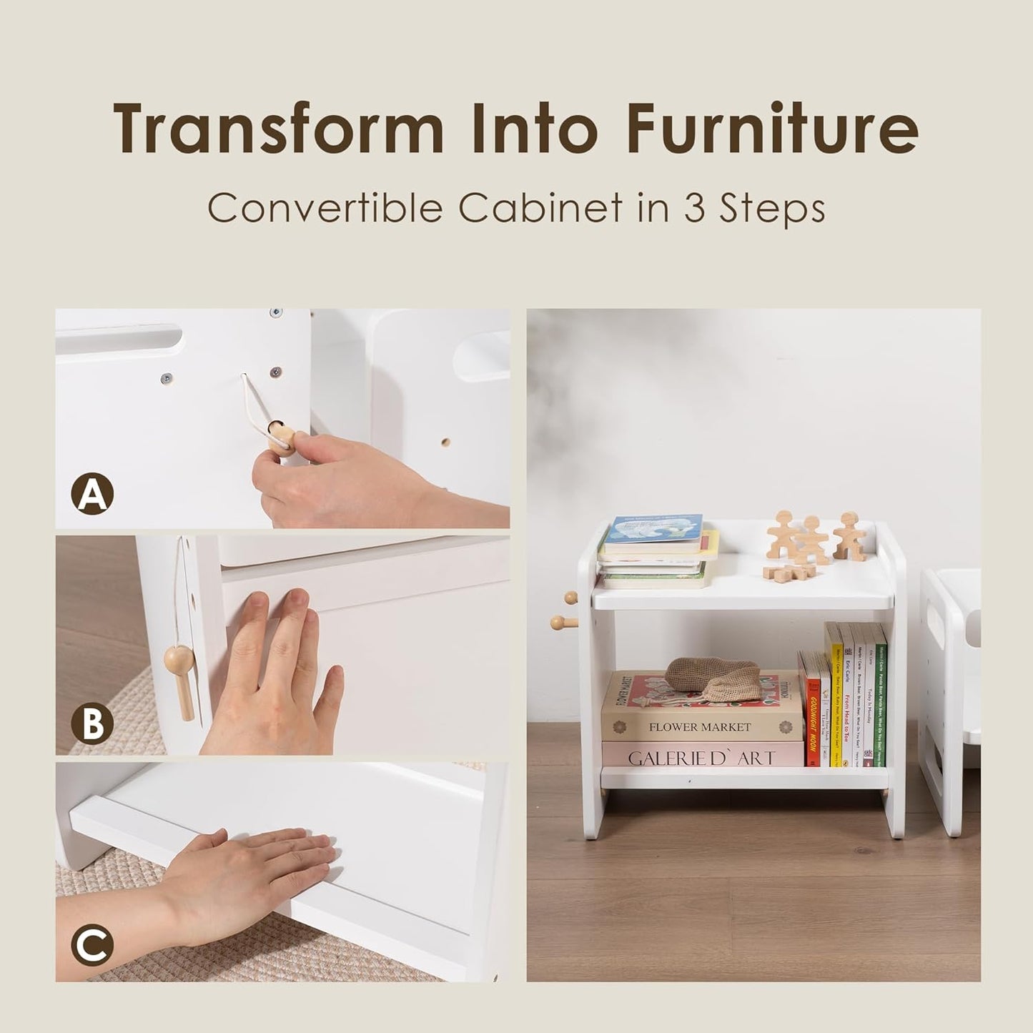 Montessori Weaning Table and Chair Set - Adjustable Design for Toddlers, Ideal for Mealtime, Learning, and Play, White