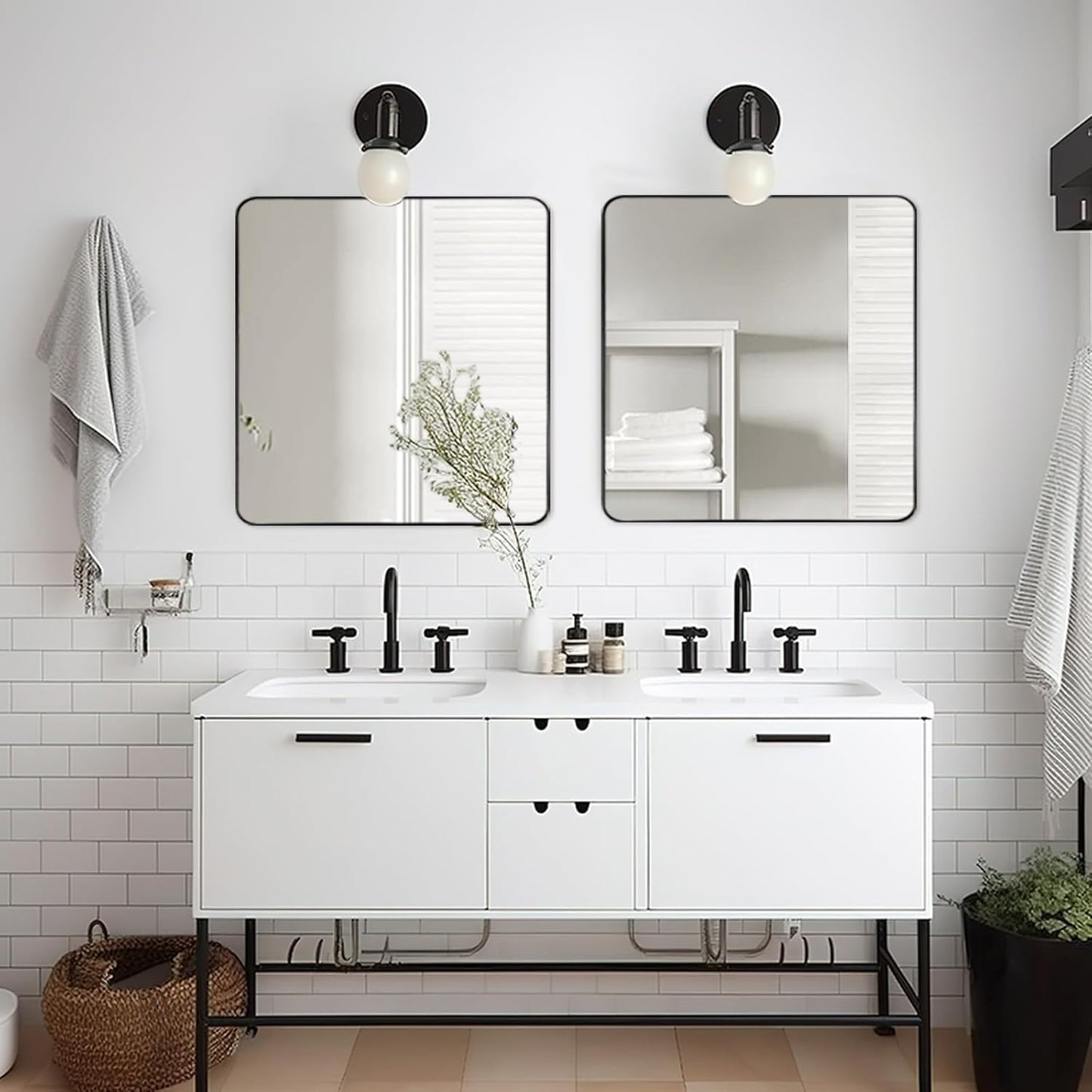 ANDY STAR Black Bathroom Mirrors for Over Sink, 30x30 Inch Matte Black Mirror for Bathroom, Square Metal Vanity Mirror for Wall-Modern Clean Design with Superior Stainless Steel Frame