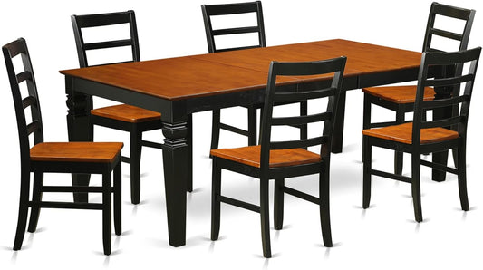 East West Furniture LGPF7-BCH-W 7 Piece Dining Room Furniture Set Consist of a Rectangle Wooden Table with Butterfly Leaf and 6 Kitchen Dining Chairs, 42x84 Inch, Black & Cherry