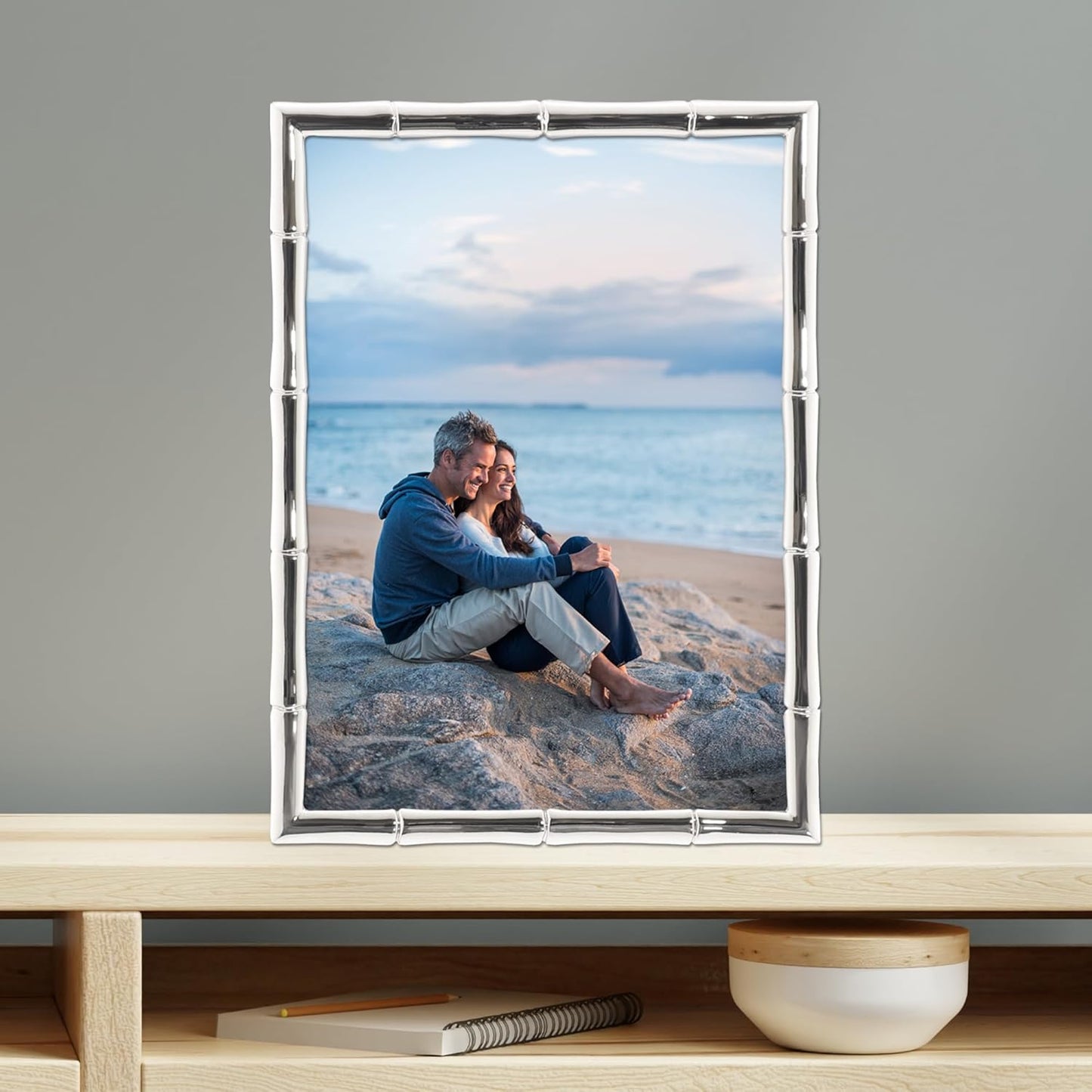 Lawrence Frames 710157 Silver Metal Bamboo 5x7 Picture Frame