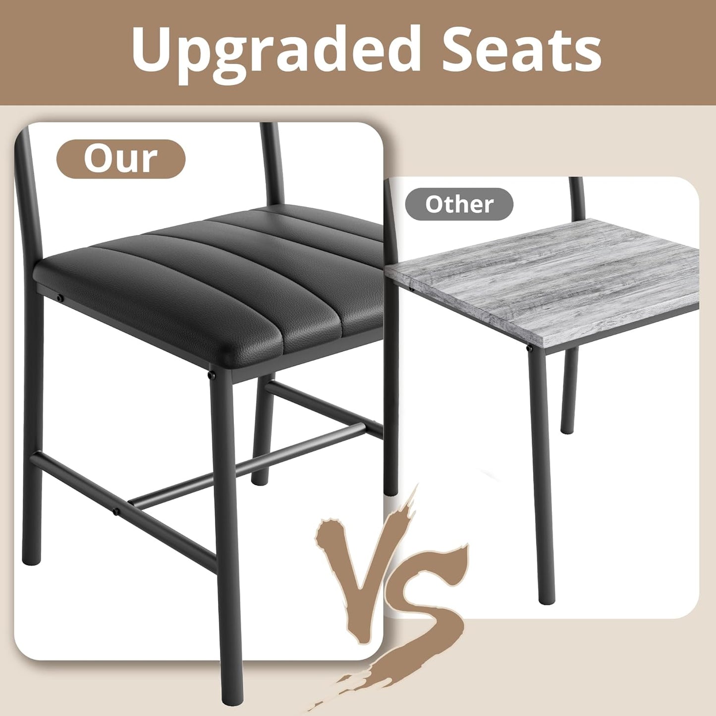 IRONCK Dining Table Set for 4, Kitchen Table with Upholstered Bench and 2 Chairs, Kitchen Table and Chairs Set for Small Space, Apartment, Gray