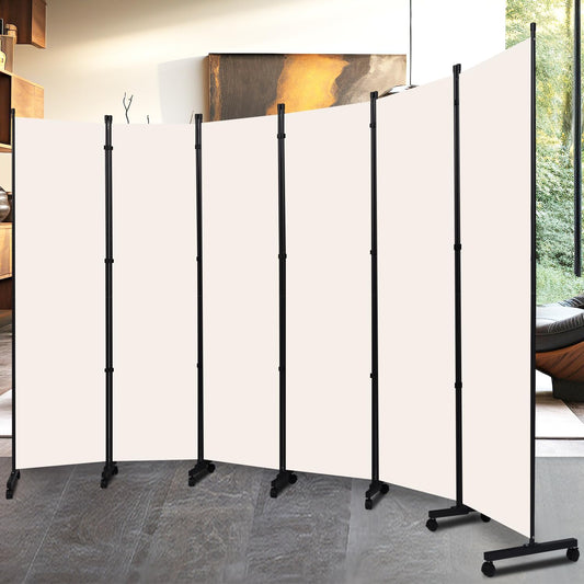 Room Divider Folding Privacy Screens with Lockable Wheels, 132'' Partition Room Dividers Freestanding Room Divider Fabric Panel for Room Separation, Wall Divider for Home Office Bedroom Dorm Decor
