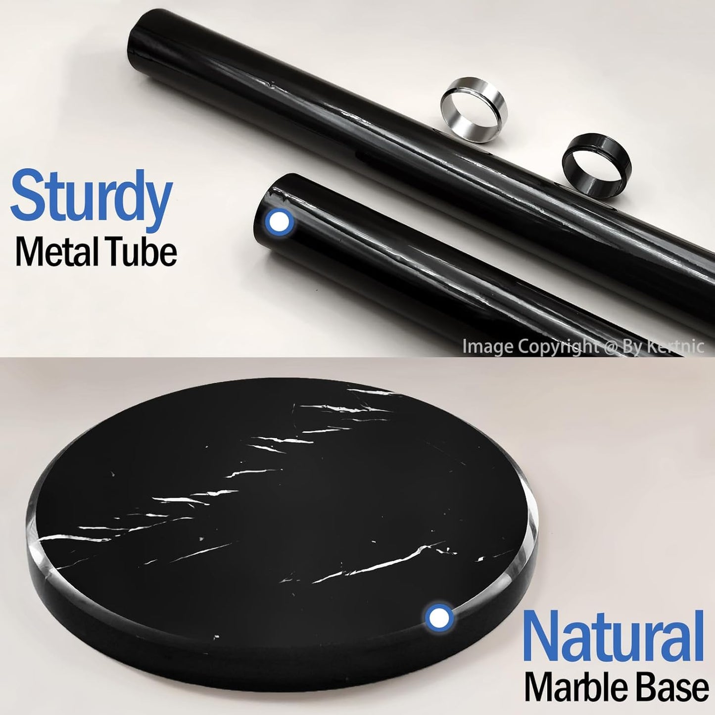 Kertnic Modern Coat Rack Freestanding with Natural Marble Base & Sturdy Metal Frame, 11 Hooks Hall Tree for Jackets, Hats, Bags, Entryway Organizer for Bedroom, Living Room, Closet (Black)