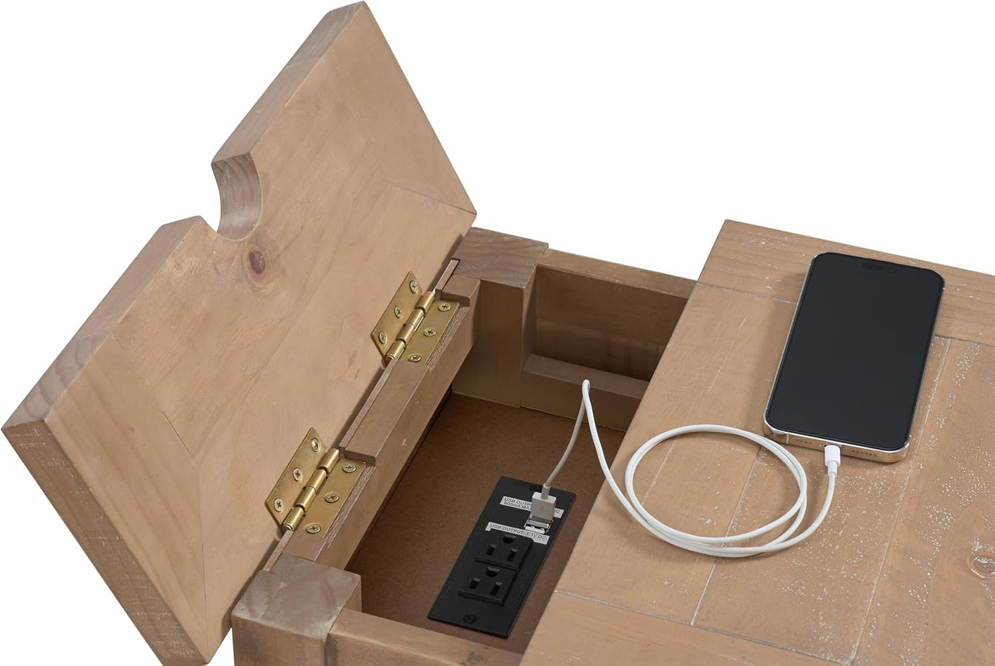 Martin Svensson Home Monterey Chairside Table with Power, Black and Driftwood