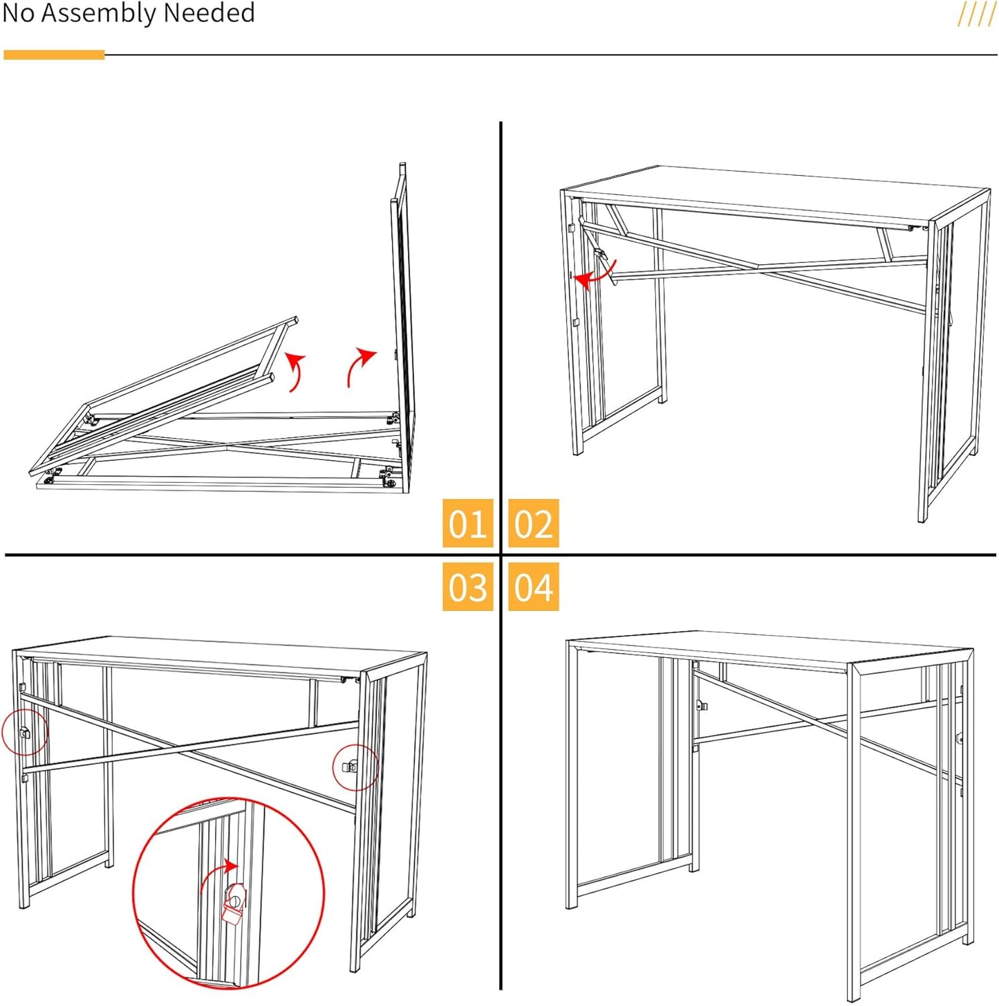 32 inch Folding Small Desk, Writing Gaming Computer Camping Desk for Small Spaces, No Assembly Required Home Office Desk, Mahogany
