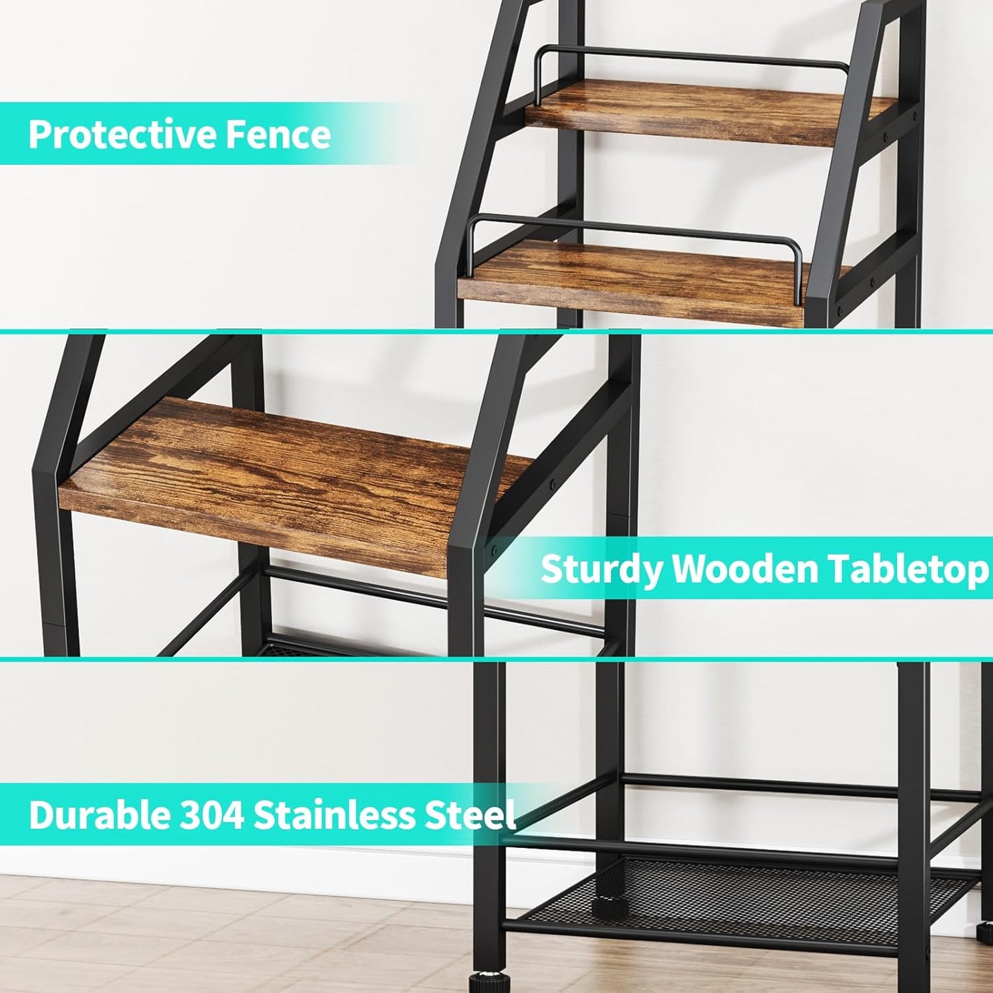 HapiRm Wine Rack Freestanding Floor - 4-Tier Stepped Liquor Cabinet Bar Stand for Home with Fabric Drawer, Wine & Glass Organizer for Living Room, Kitchen, or Dining Room