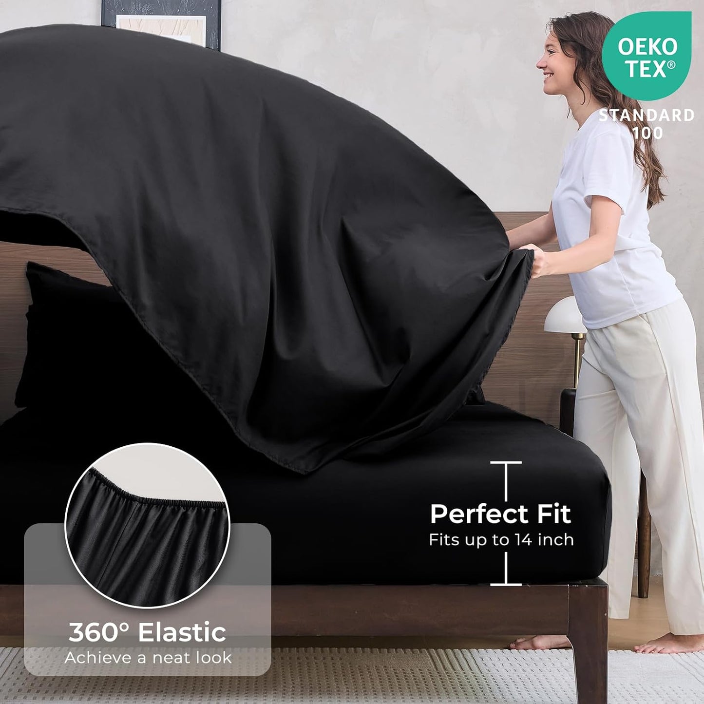 HEVUMYI Black 120x98 Oversized King Comforter Set - 7-Piece All Season Bed in a Bag Oversized King, Ultra Soft Bedding Set with 120 x 98 Comforter, Flat Sheet, Fitted Sheet, Pillowcases, Pillow Shams