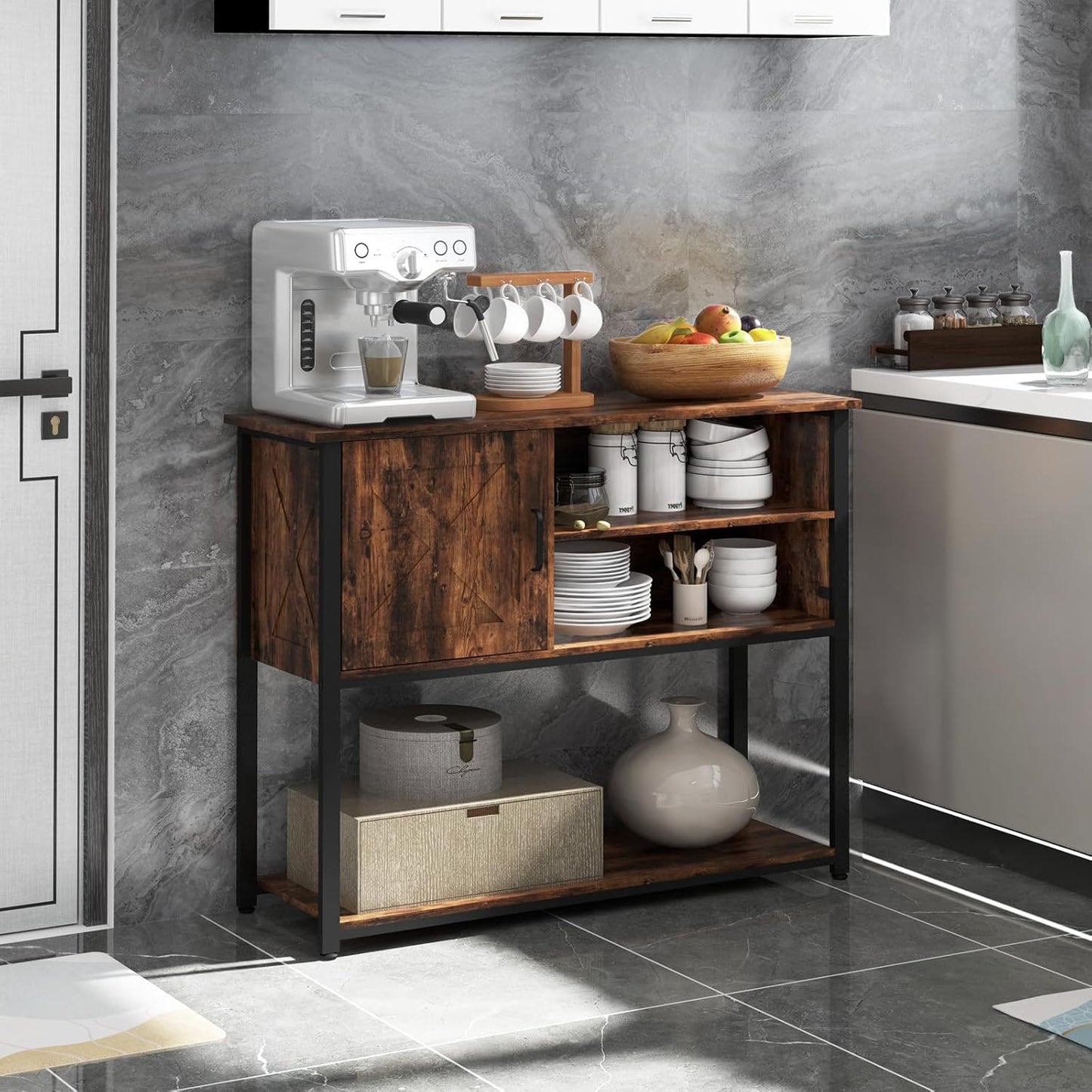 41" Console Table with Storage Shelf, Entryway Table with Storage, Behind Couch Table, Sofa Table for Entryway, Hallway, Living Room, Foyer, Kitchen, Rustic Brown