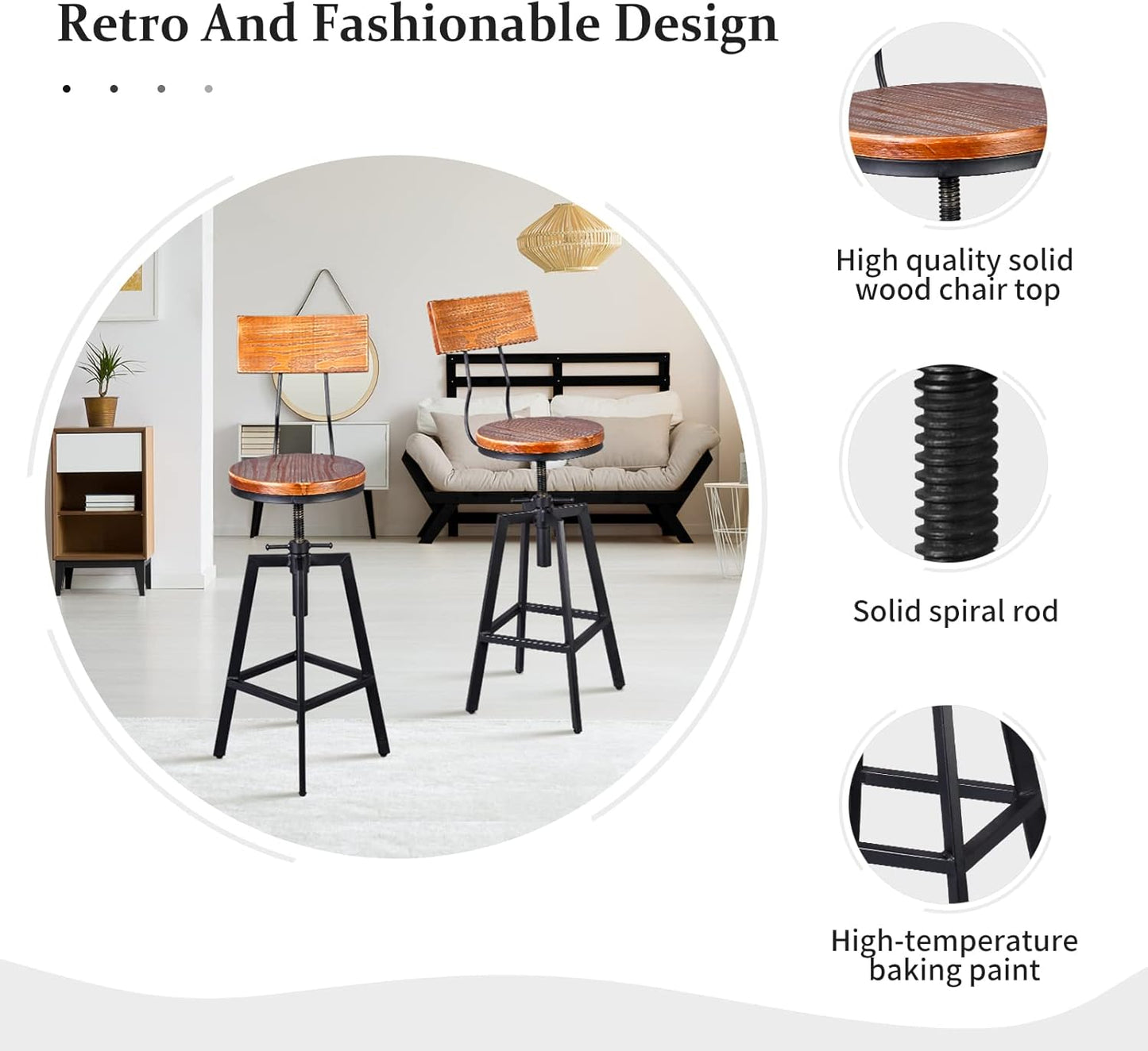 5 Pieces Industrial Dining Table Set Rustic Rectangular High Pub Table with Chairs Farmhouse Meeting Computer Desk and Stools for Office