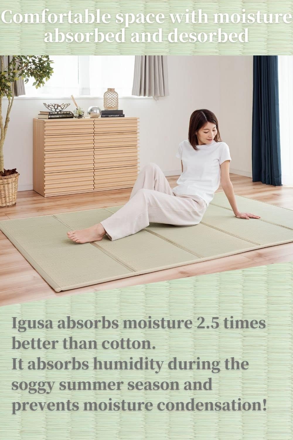 BJDesign Japanese Tatami Mat (Igusa Mattress), Foldable, Rush Grass, Floor Sleeping Japanese Futon Mattress Meditation Yoga Zen (Queen XL)