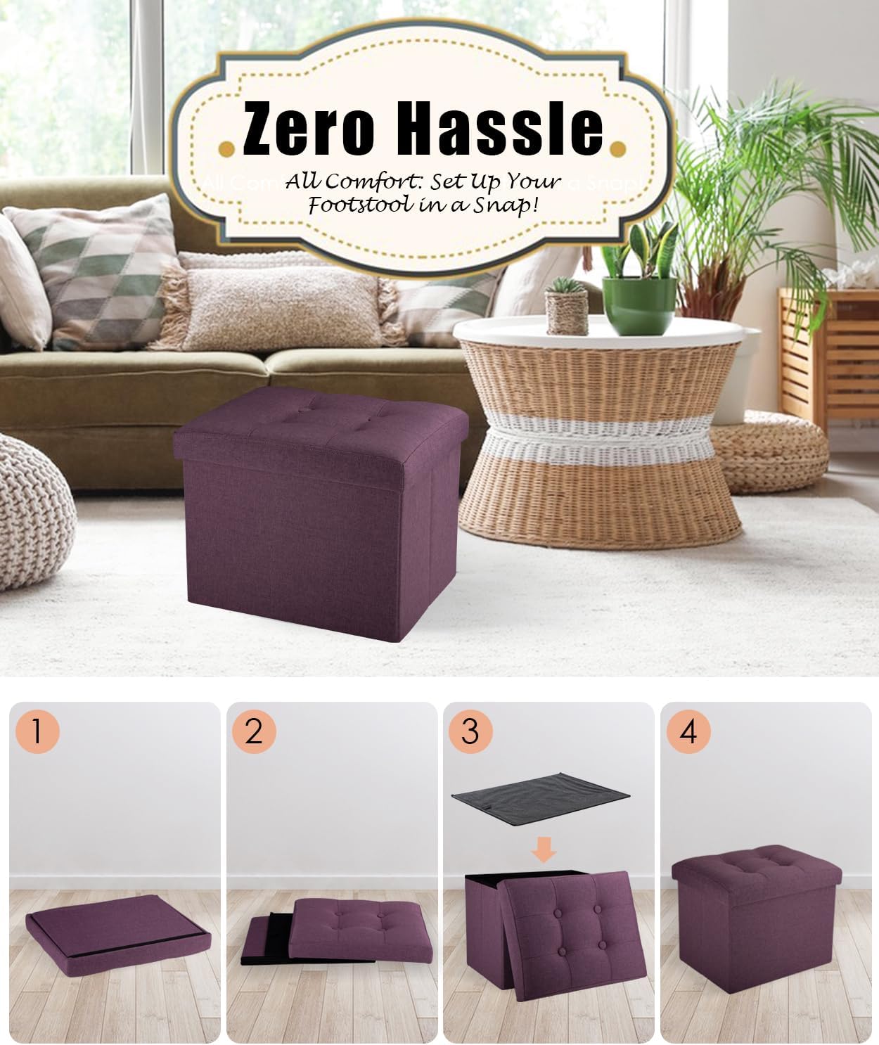 Ottoman Storage Ottoman Foot Rest Stool Foldable Bench with Storage Student Dormitory Bedroom and Entryway 17 X 13 X 13