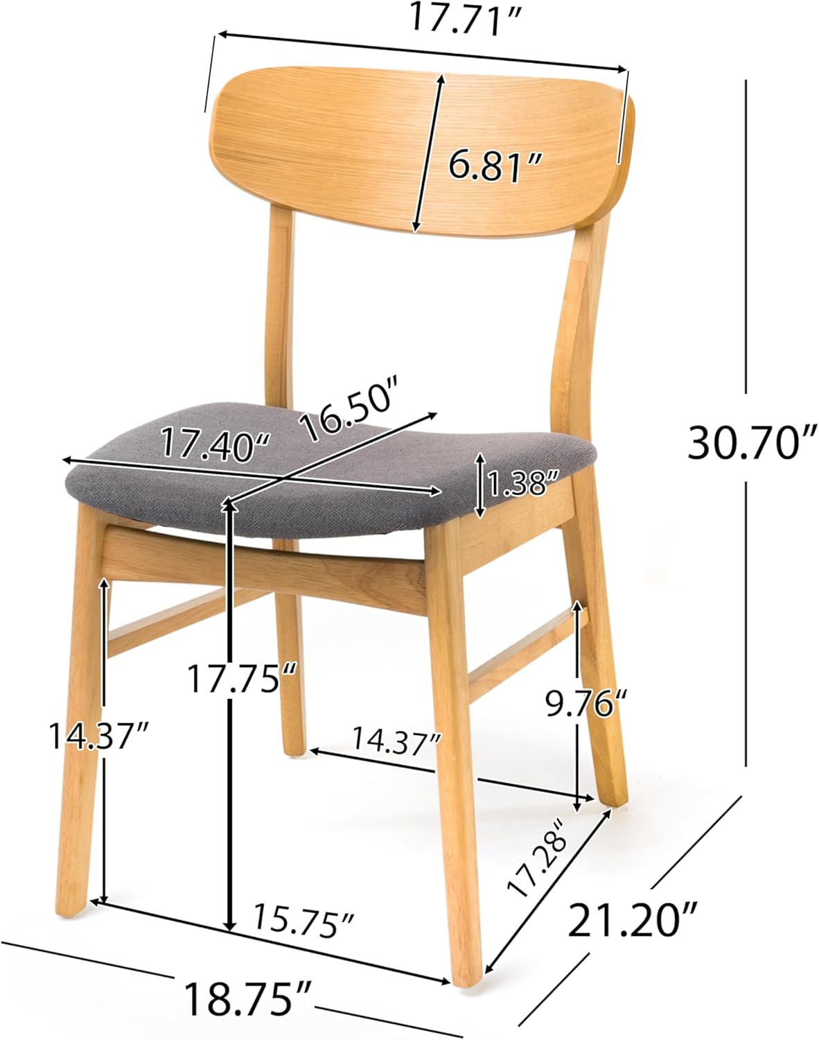 Christopher Knight Home Anthony Mid-Century Modern 7 Piece Dining Set, Dark Gray and Natural Oak