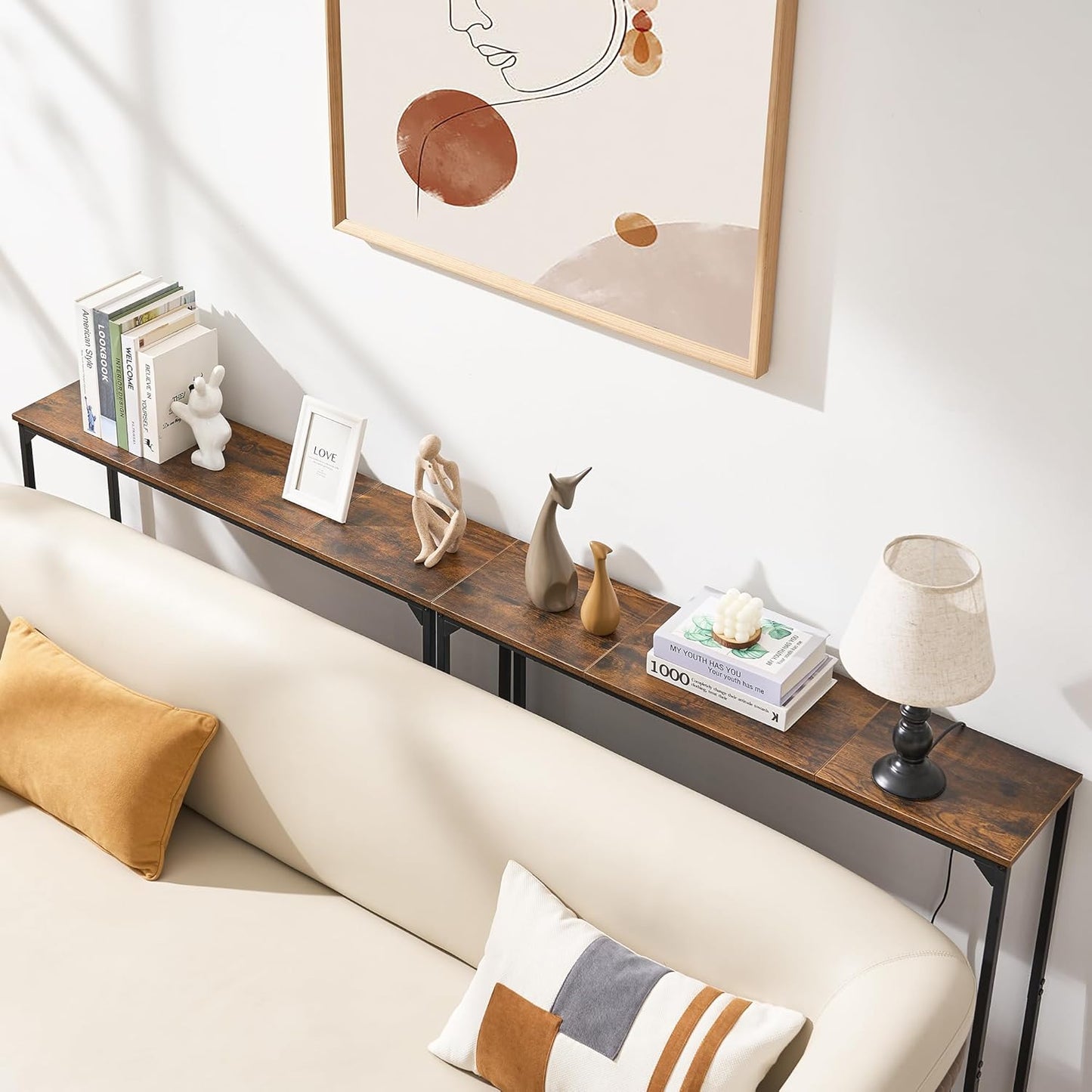 Console Table, Narrow Entryway Table, Thin Sofa Table, Behind Couch Table,for Hallway, Bedroom, Living Room, Foyer, 9.4 x 39.4 x 31.5 Inches, Rustic Brown