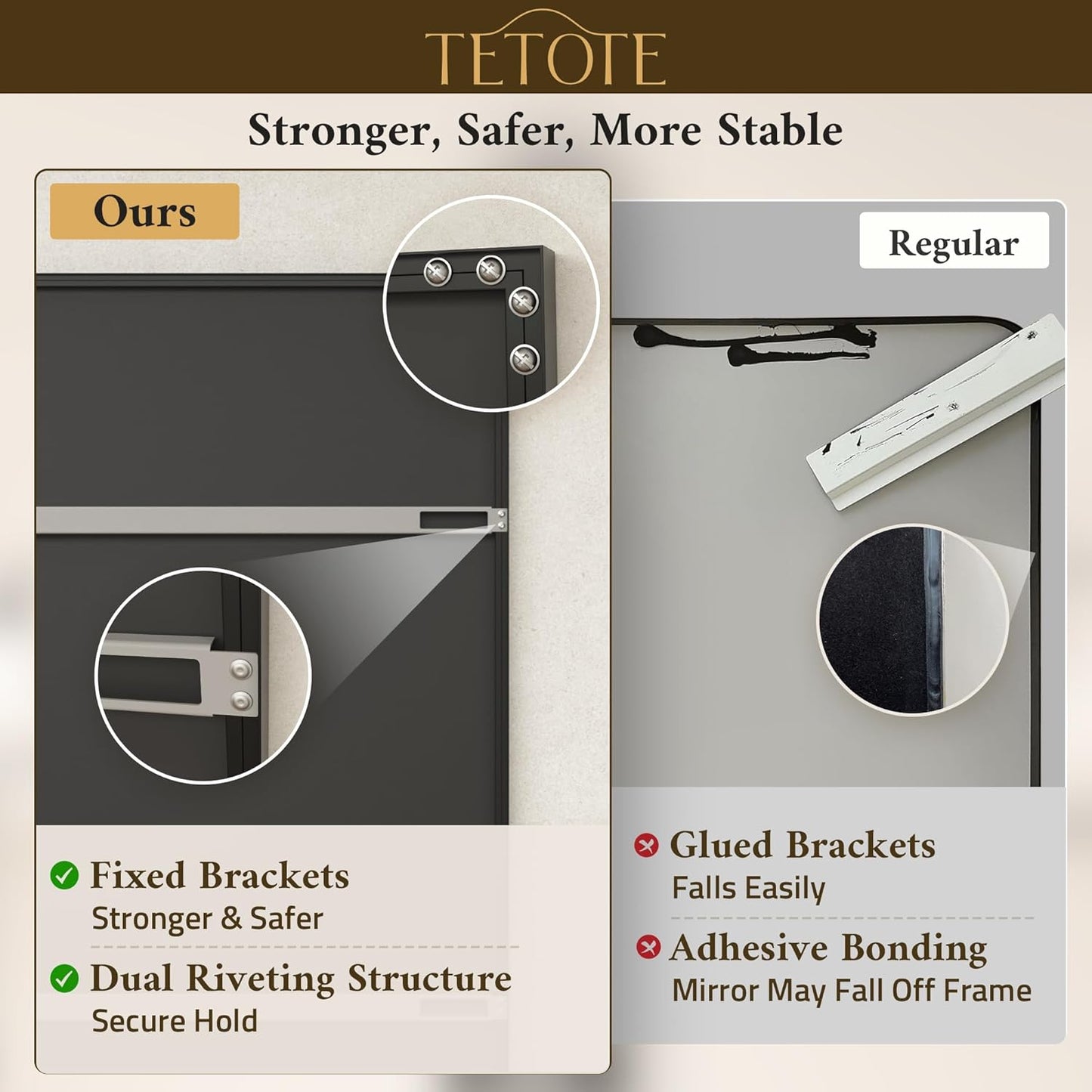 TETOTE Black Mirror for Bathroom Sink 24" x 36" Matte Black Beveled Metal Frame Bathroom Vanity Rectangle Mirror for Wall, Modern Farmhouse, Tempered Glass, Shatterproof, Stronger Frame