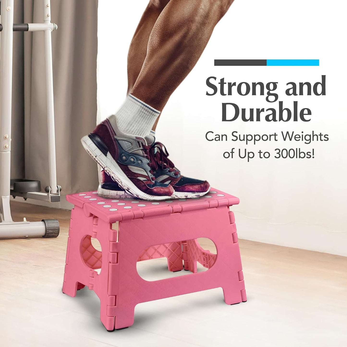 Handy Laundry - Folding Step Stool - Sturdy Enough Collapsible Stool to Support Adults and Safe Enough for Kids - Opens Easy with One Flip - Great for Kitchen, Bathroom or Bedroom (Pink - 9 Inch)