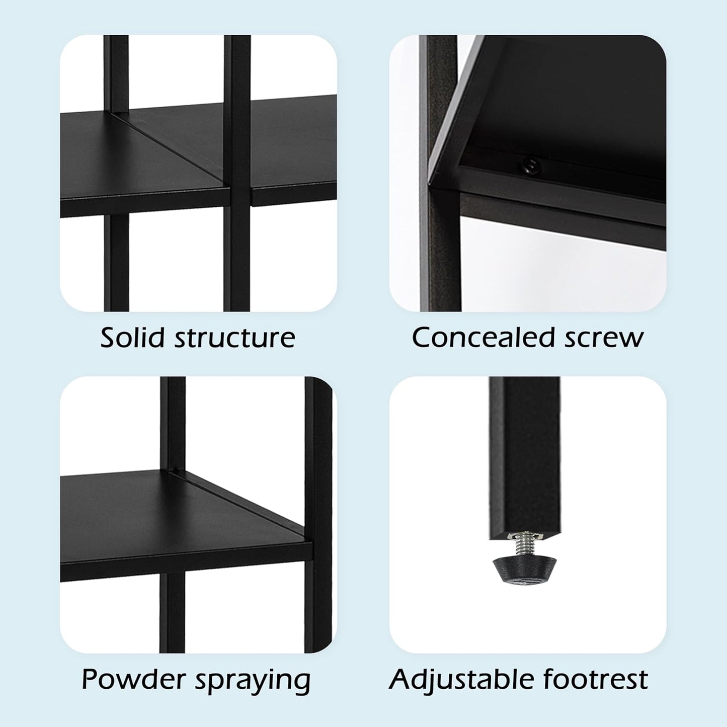 HDANI 31.5 Inch Metal Console Table with 3 Tier Strage Shelves,Narrow Entryway Table,Modern Sofa Tables for Entryway, Living Room,Bedroom,Black