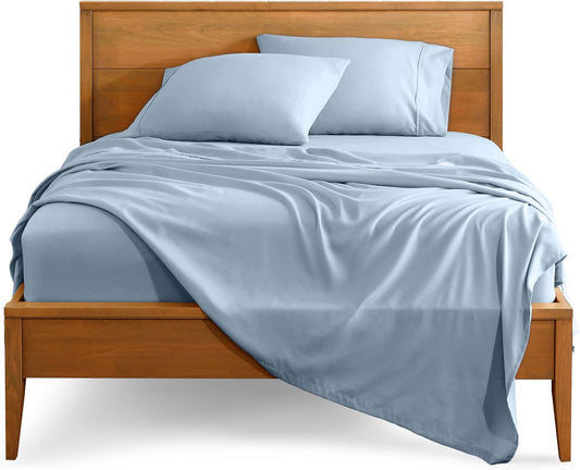 Bare Home Full Sheet Set - Luxury 1800 Ultra-Soft Microfiber Full Bed Sheets - Double Brushed - Deep Pockets - Easy Fit - 4 Piece Set - Bedding Sheets & Pillowcases (Full, Dusty Blue)
