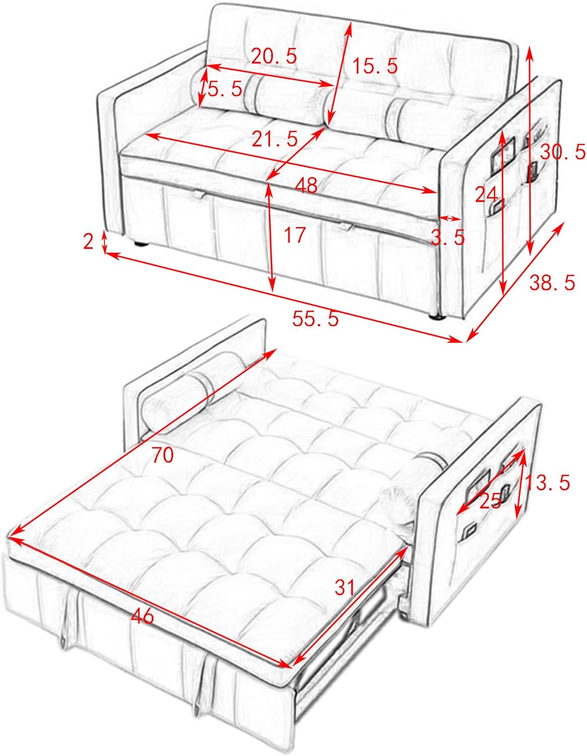 ERYE Loveseat Sofabed