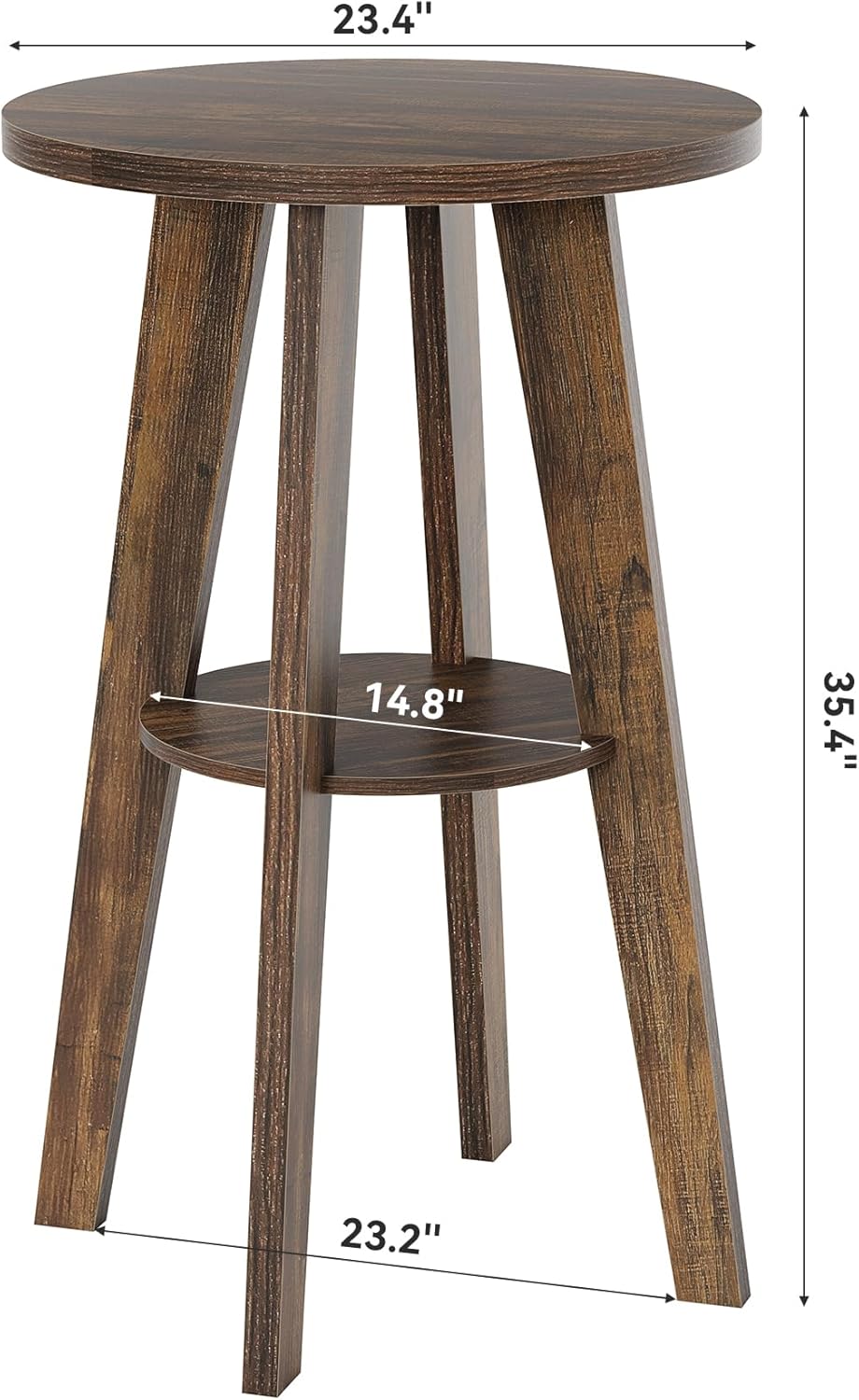 LITTLE TREE Portable Round Bar Table, High Top Bistro Pub Table, Mobile 2-Tier Shelves for Events, Party, Camping, Picnic, Tradeshow, 35.4-Inch Height (Brown, 1-Pack)