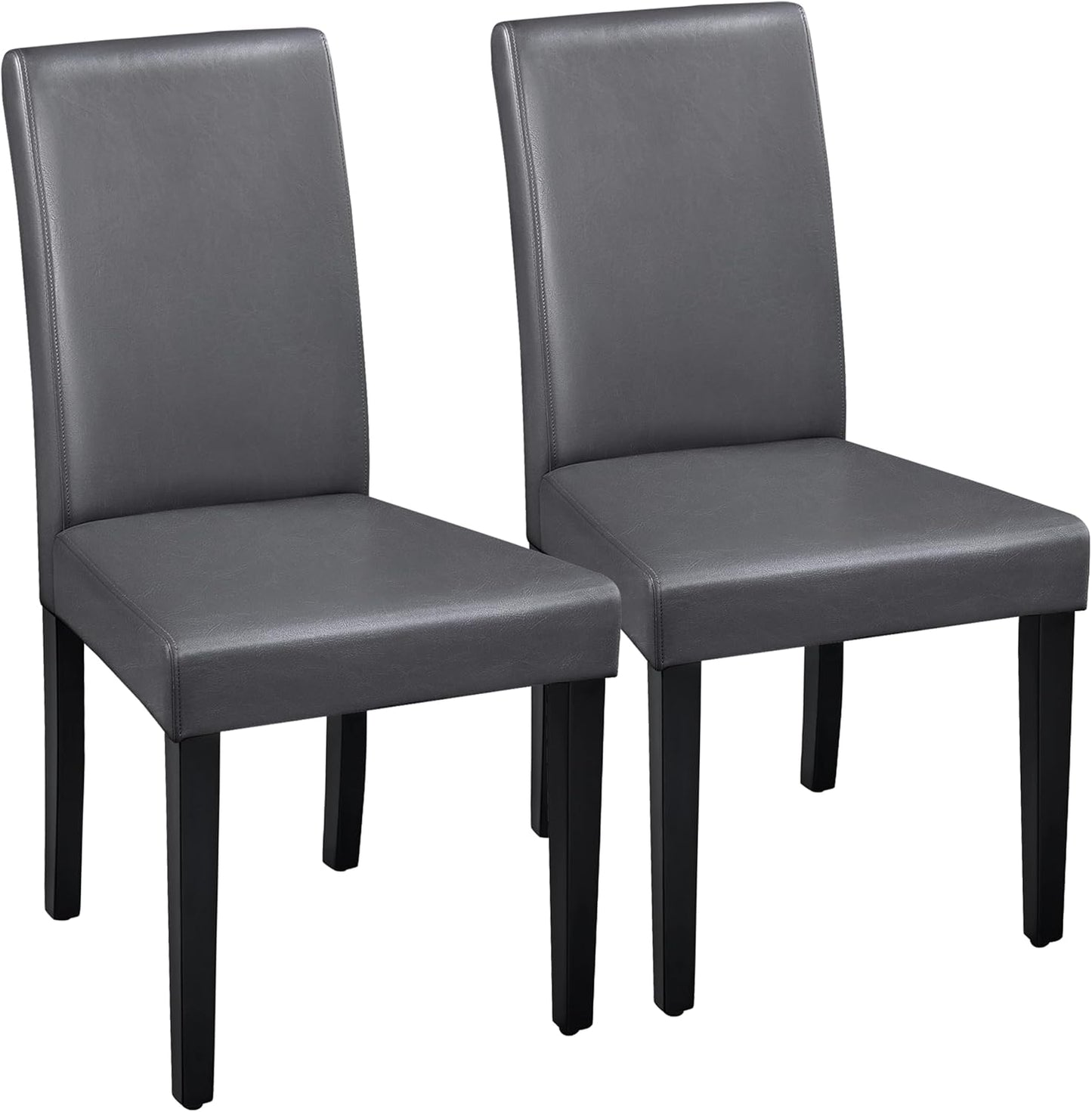 Yaheetech Dining Chairs Set of 2 Faux Leather Modern Dining Room Chairs with Rubberwood Legs and Padded Seat for Kitchen/Living Room/Restaurant, Dark Gray
