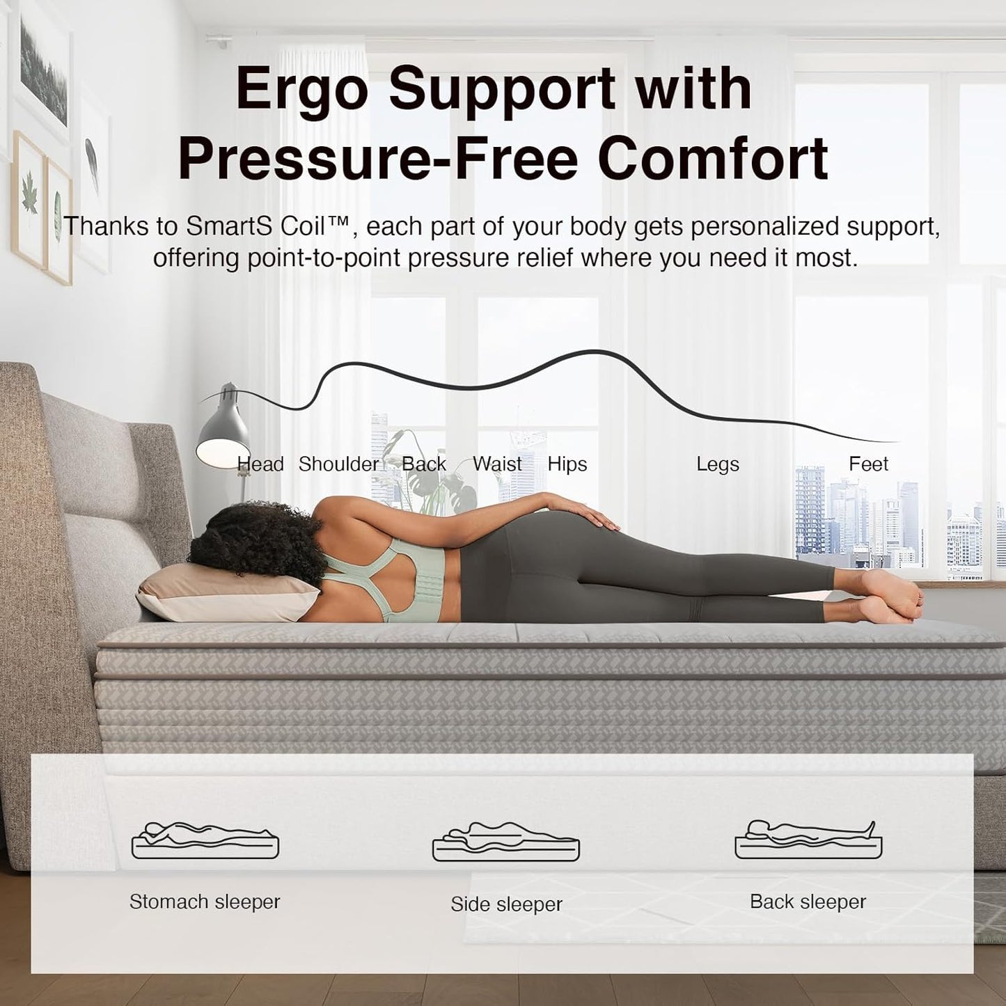 Novilla Queen Mattress, 14 Inch Queen Size Mattresses in a Box with Smarts™ Pocket Coil for Pressure Relief, Medium Firm Foam and Spring Hybrid Colchones with CertiPUR-US Certified