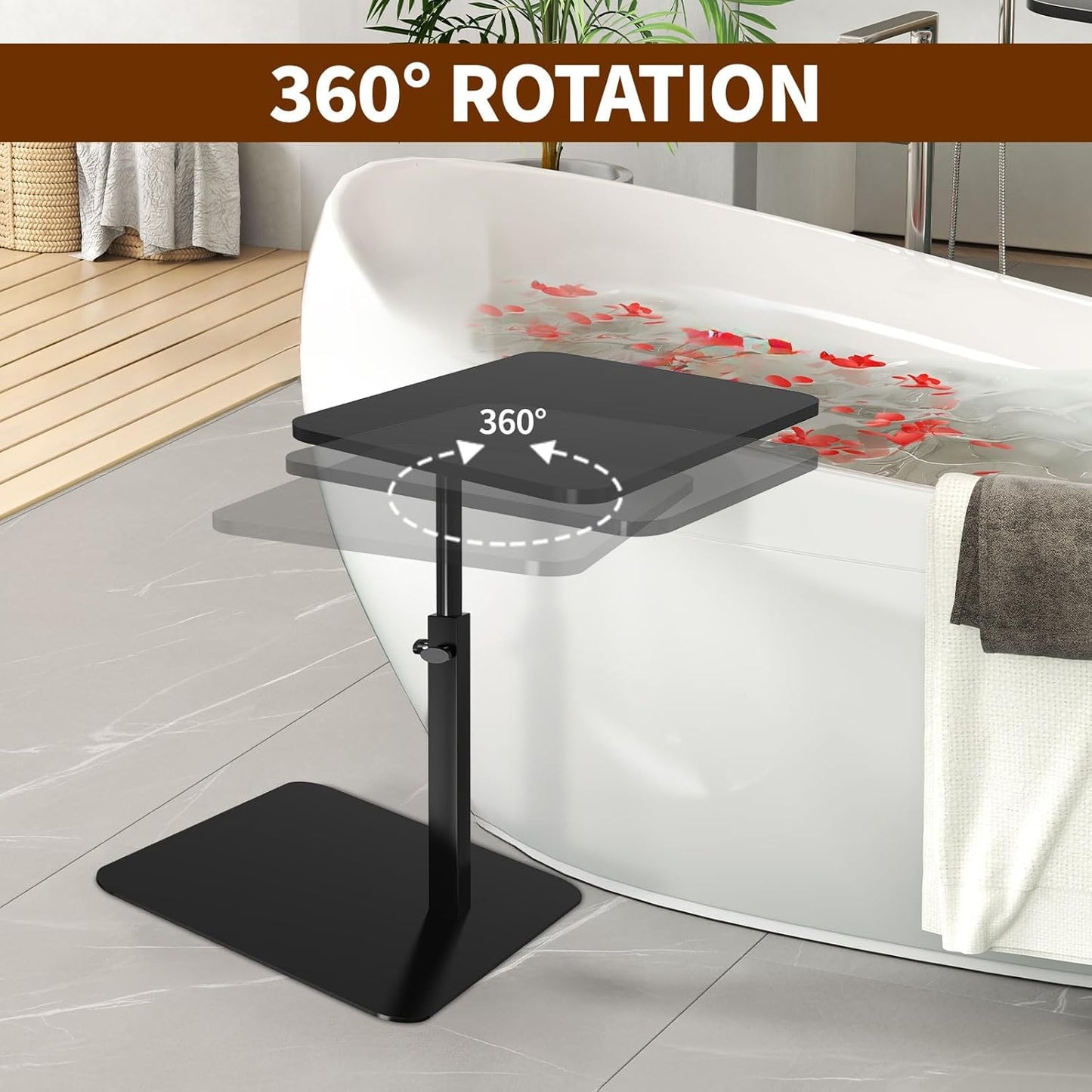 C Table for Sofa, C Table Adjustable Height, Living Room/Bedroom Small C Side, Tables for Small Spaces Table, Living Room Table, Bedroom Table, Bedside Table(Pine Wood) (Walnut Color)